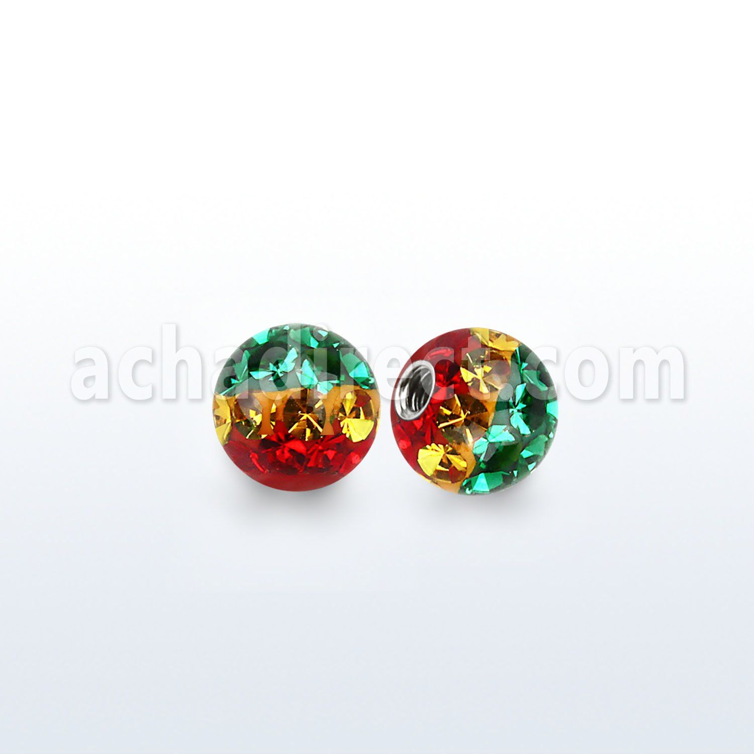 rmfr5 5mm ball w ferido multi crystals w rasta color stripes
