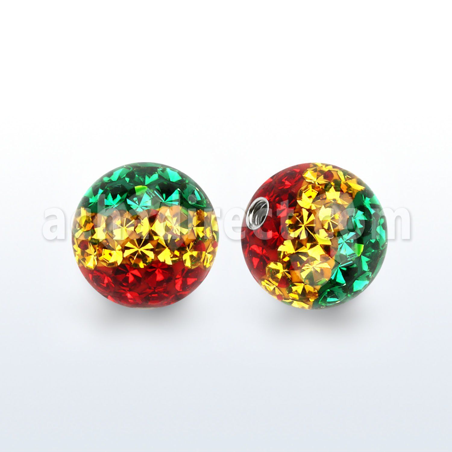 rmfr8 8mm ball with ferido rasta stripes color multi crystals