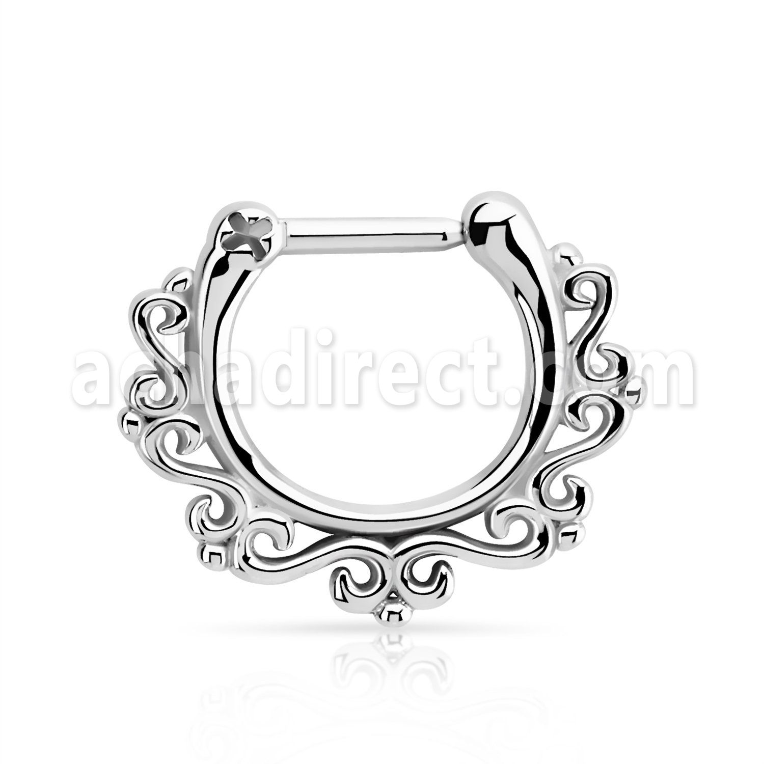 seps16 high polished 316l steel septum clicker w indian design