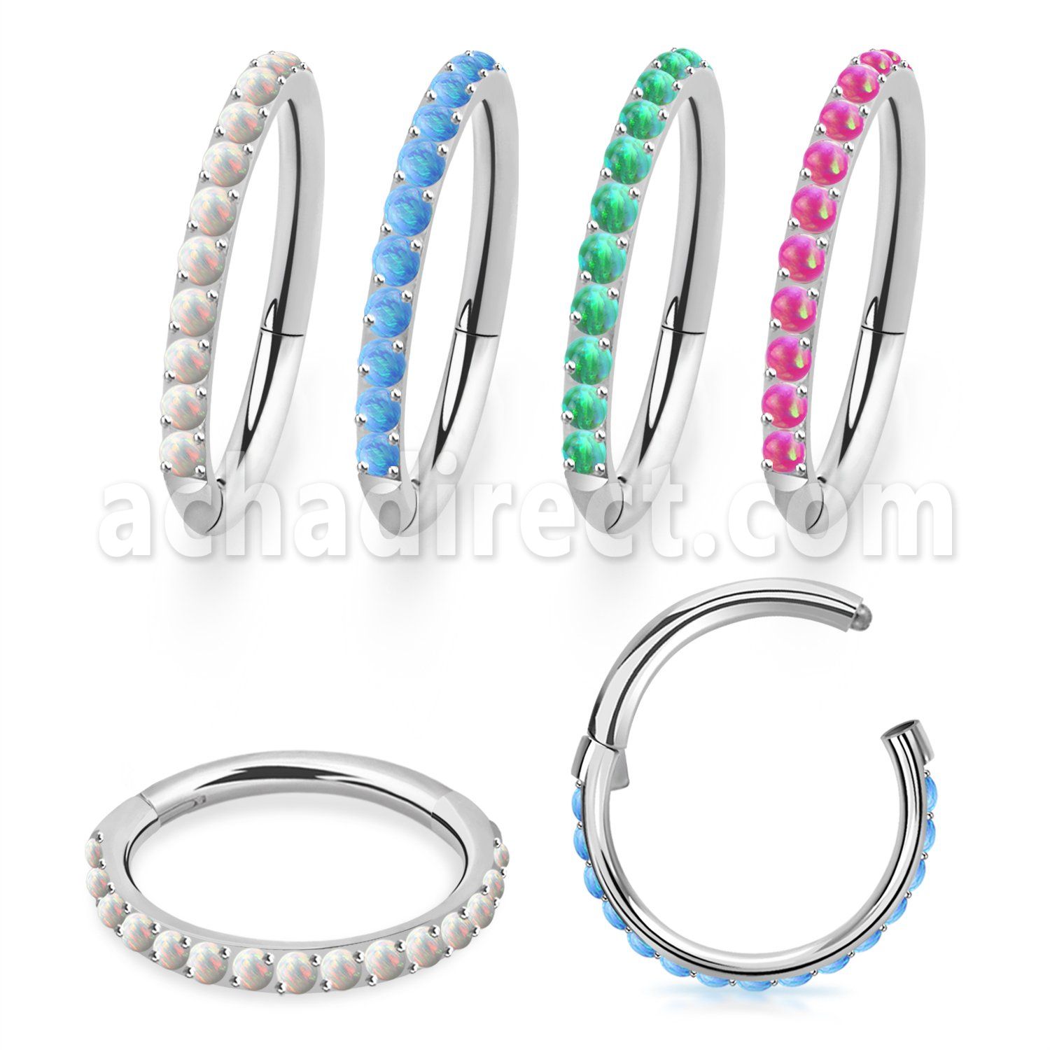 sgsh10op steel hinged segment ring 16g outward cnc opals