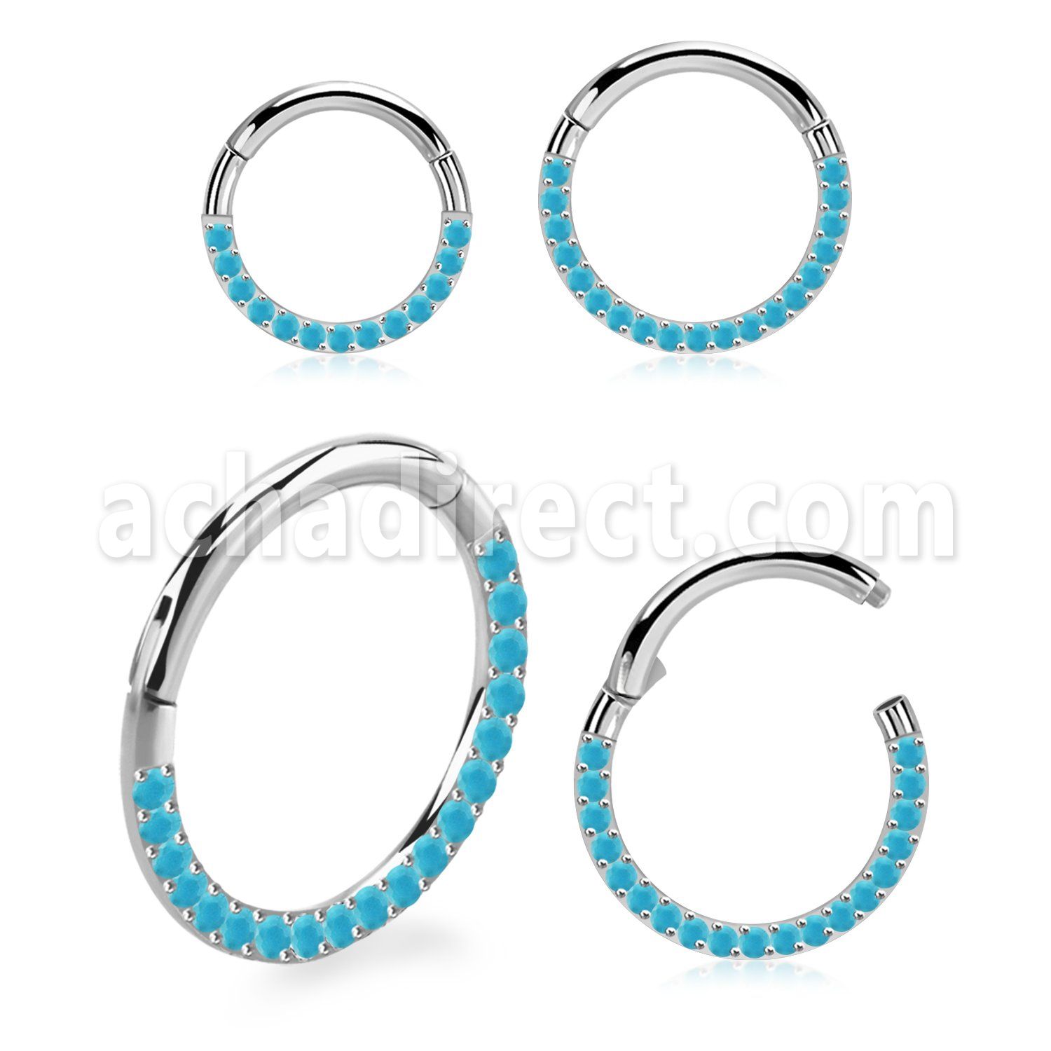 sgsh11tq steel hinged segment ring 16g side cnc turquoise