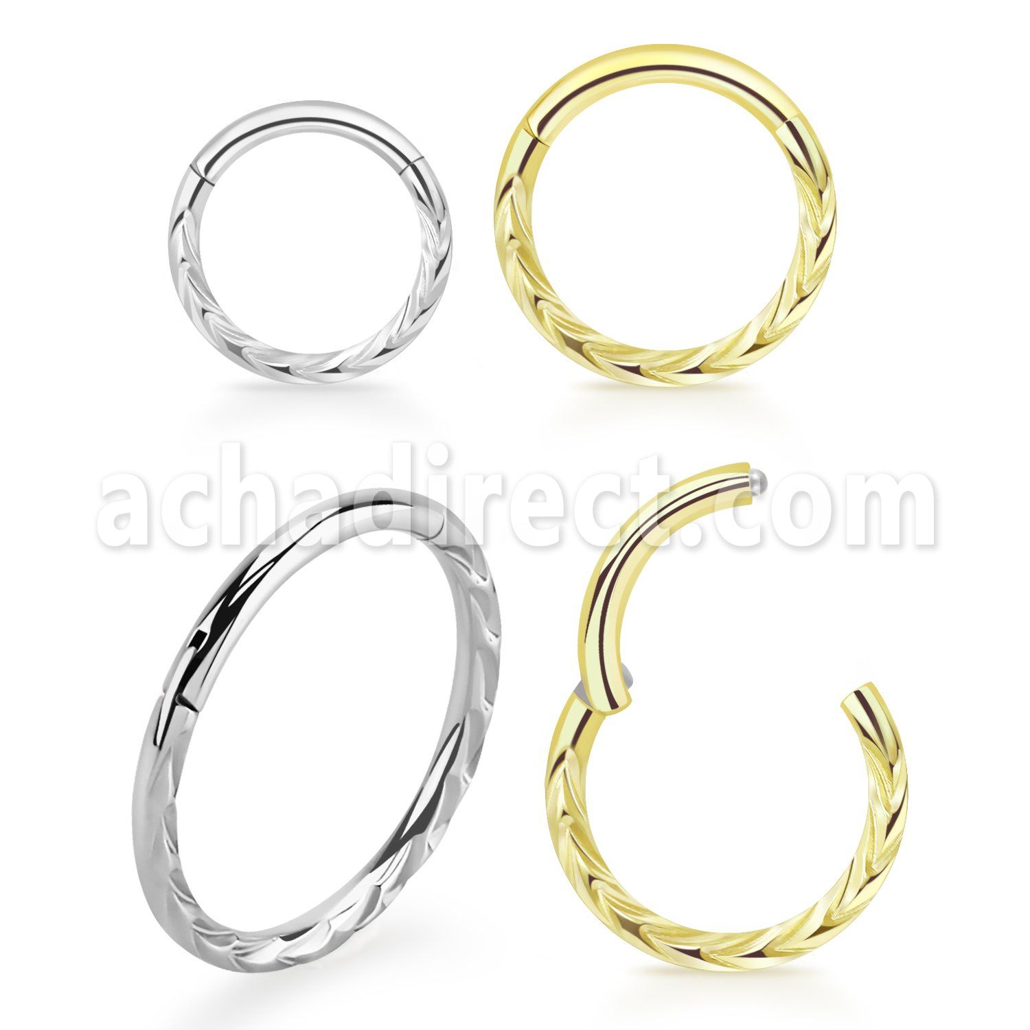 sgsh19 316l steel hinged segment ring diamond cut design