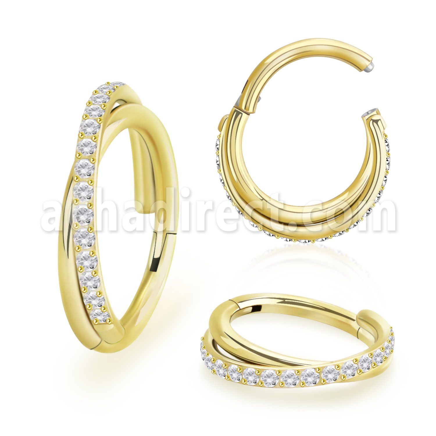 sgsh45t pvd plated steel hinged segment ring 16g cross cnc