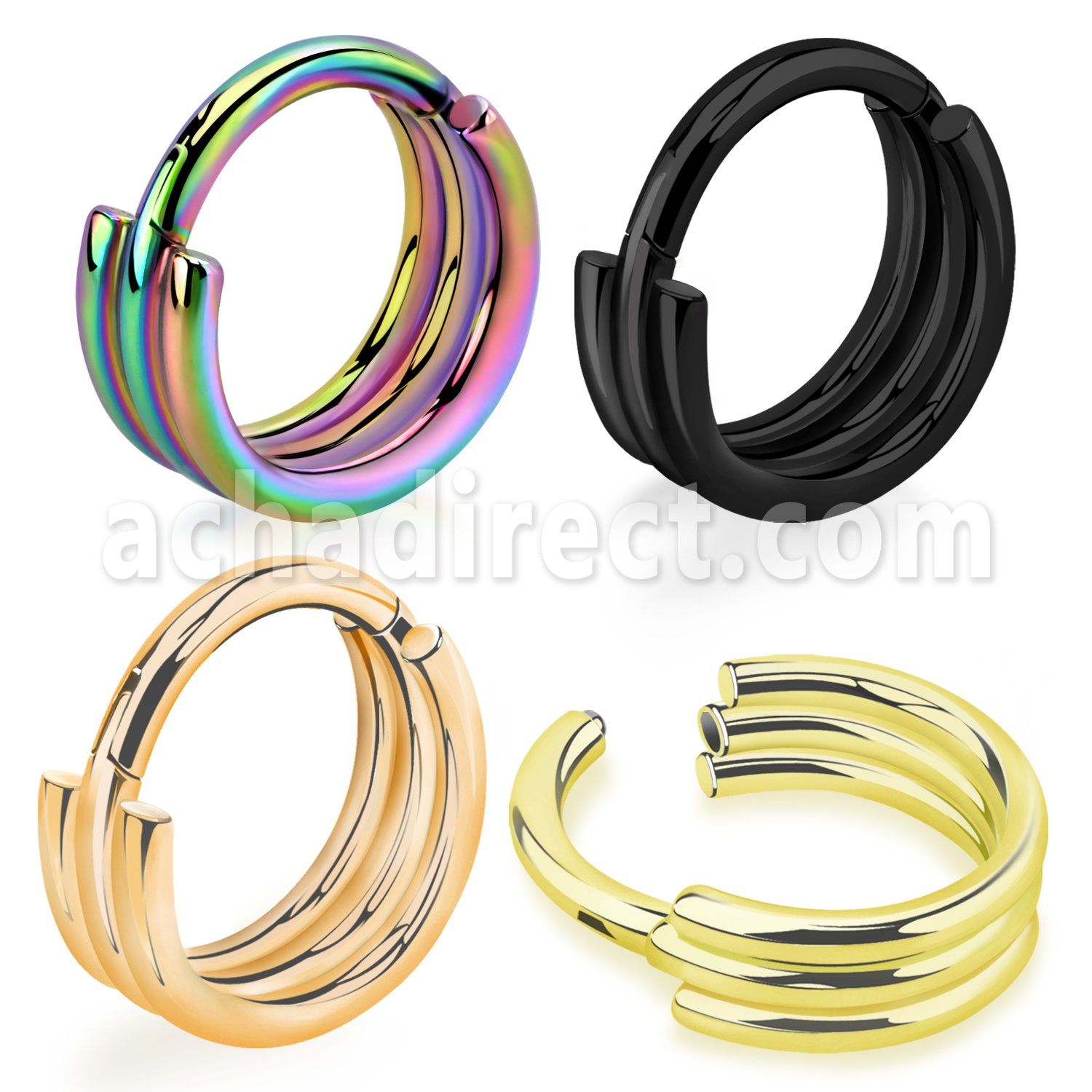 sgtsh6 anodized 316l steel hinged segment ring triple rings