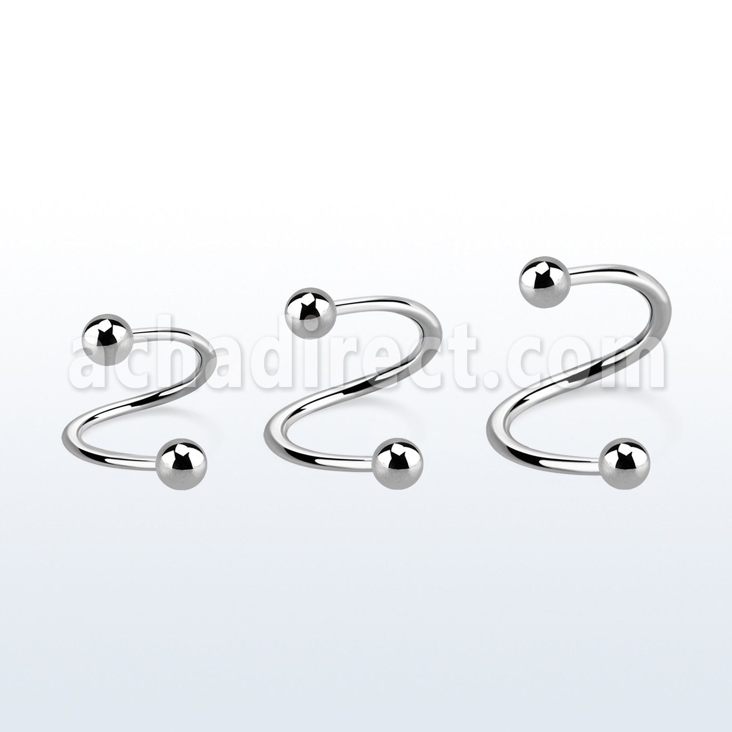 speb25 surgical steel eyebrow spiral with two 2 5mm balls