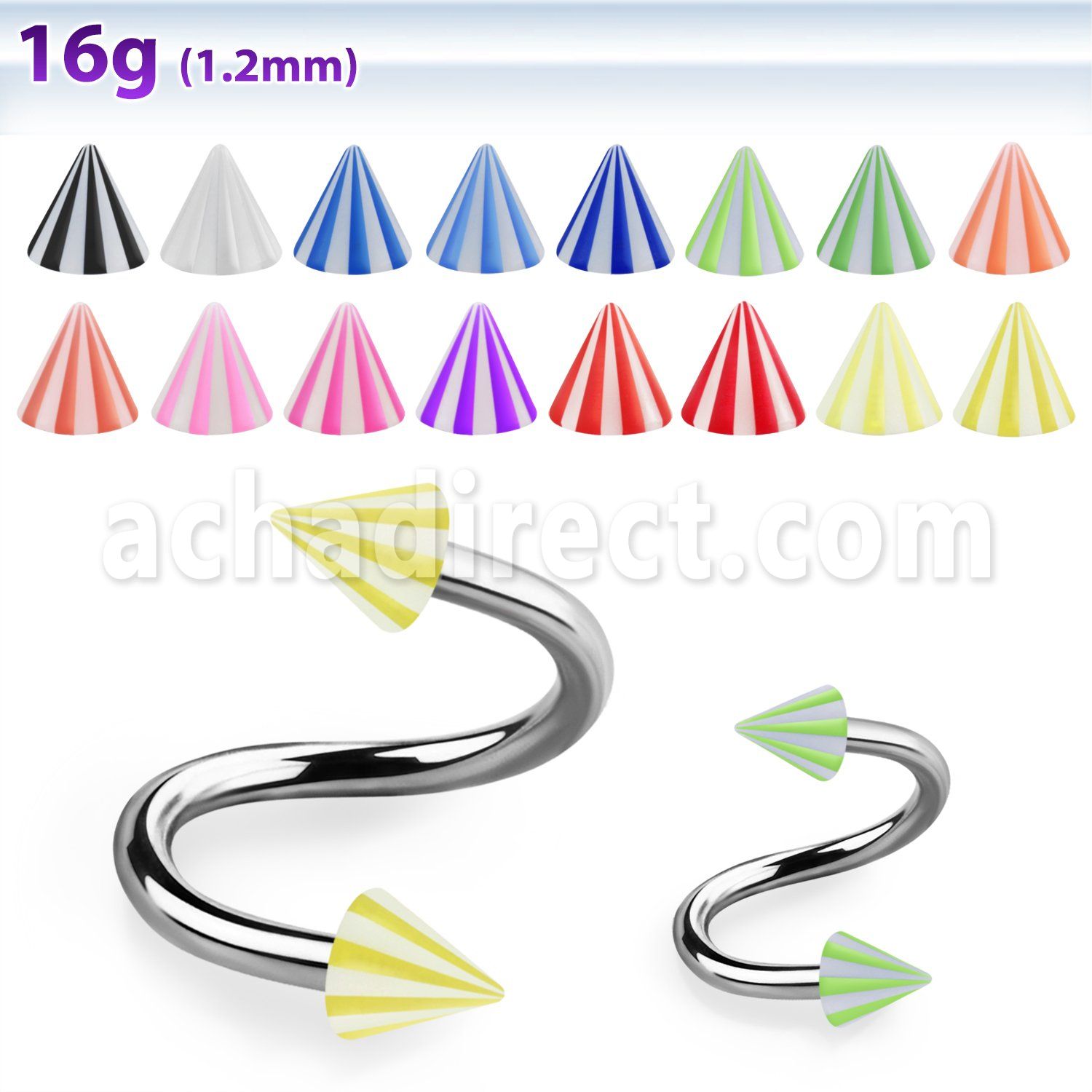 spebcn 316l steel eyebrow spiral with acrylic beach ball cones