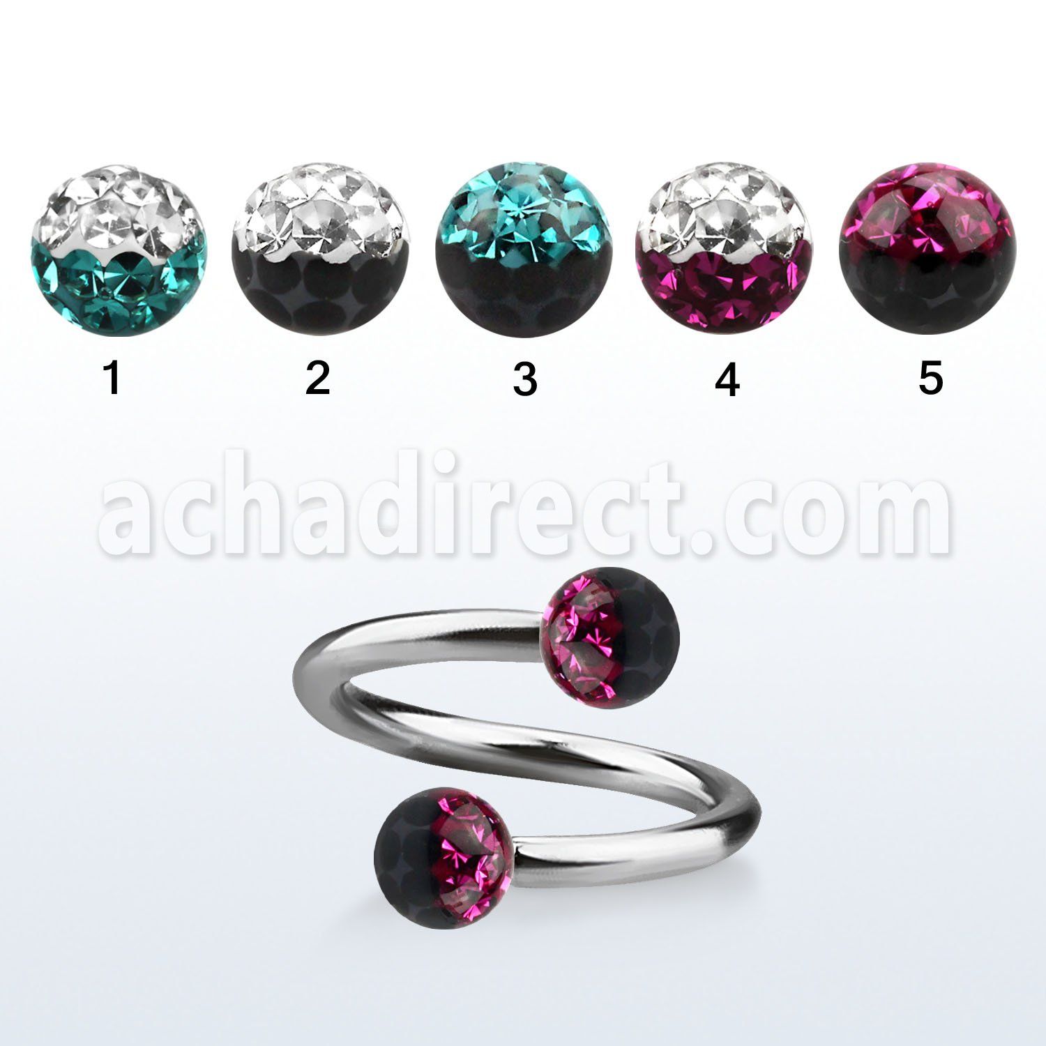 spfr5e 316l steel spiral w ferido 2 color multi crystal ball
