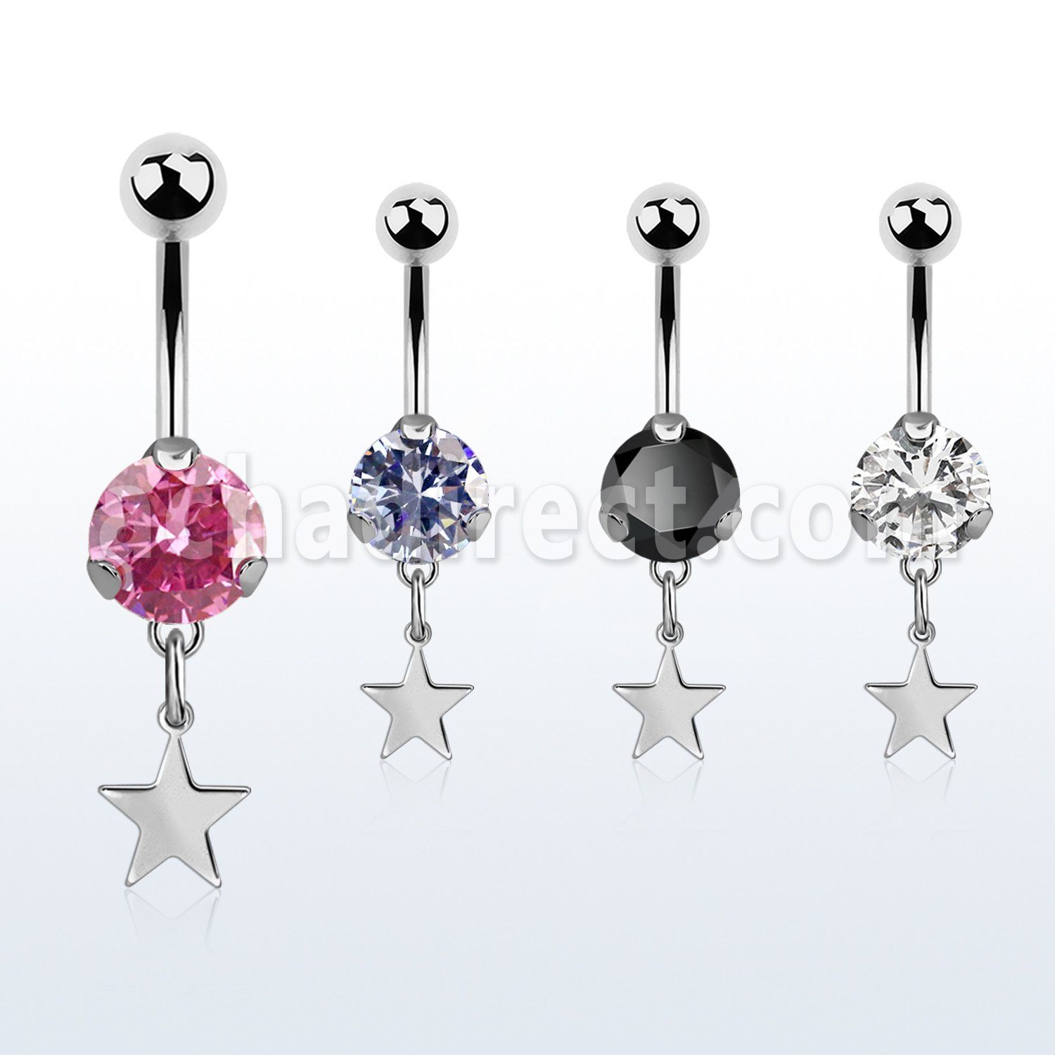 steel casting belly banana w 8mm cz w dangling star