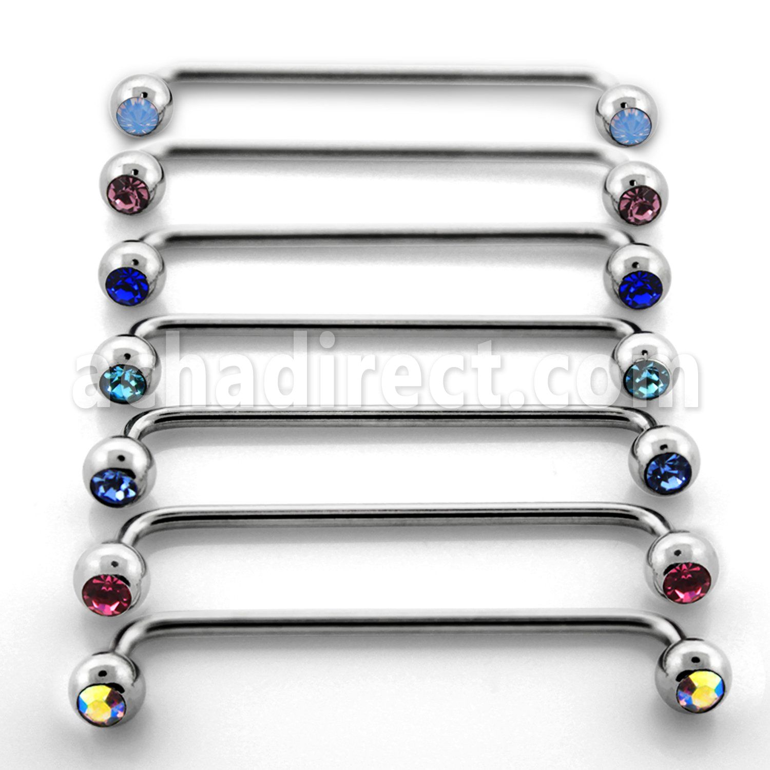sub2c steel surface barbell w 45 degree 5mm jewel balls