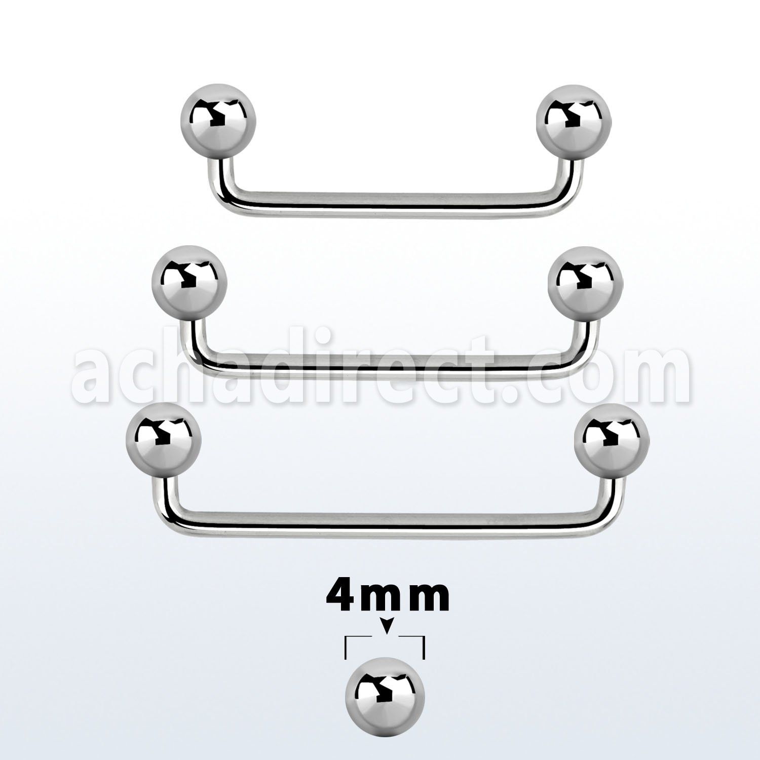 sudb4 90 316l steel industrial surface barbell with 4mm balls