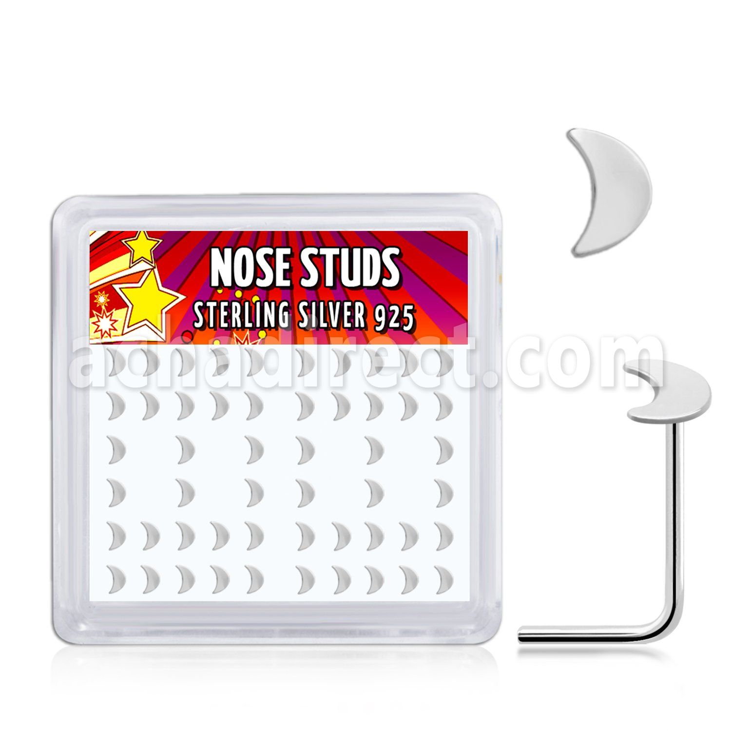 sxvmo 925 sterling silver nose studs flat moon top 52
