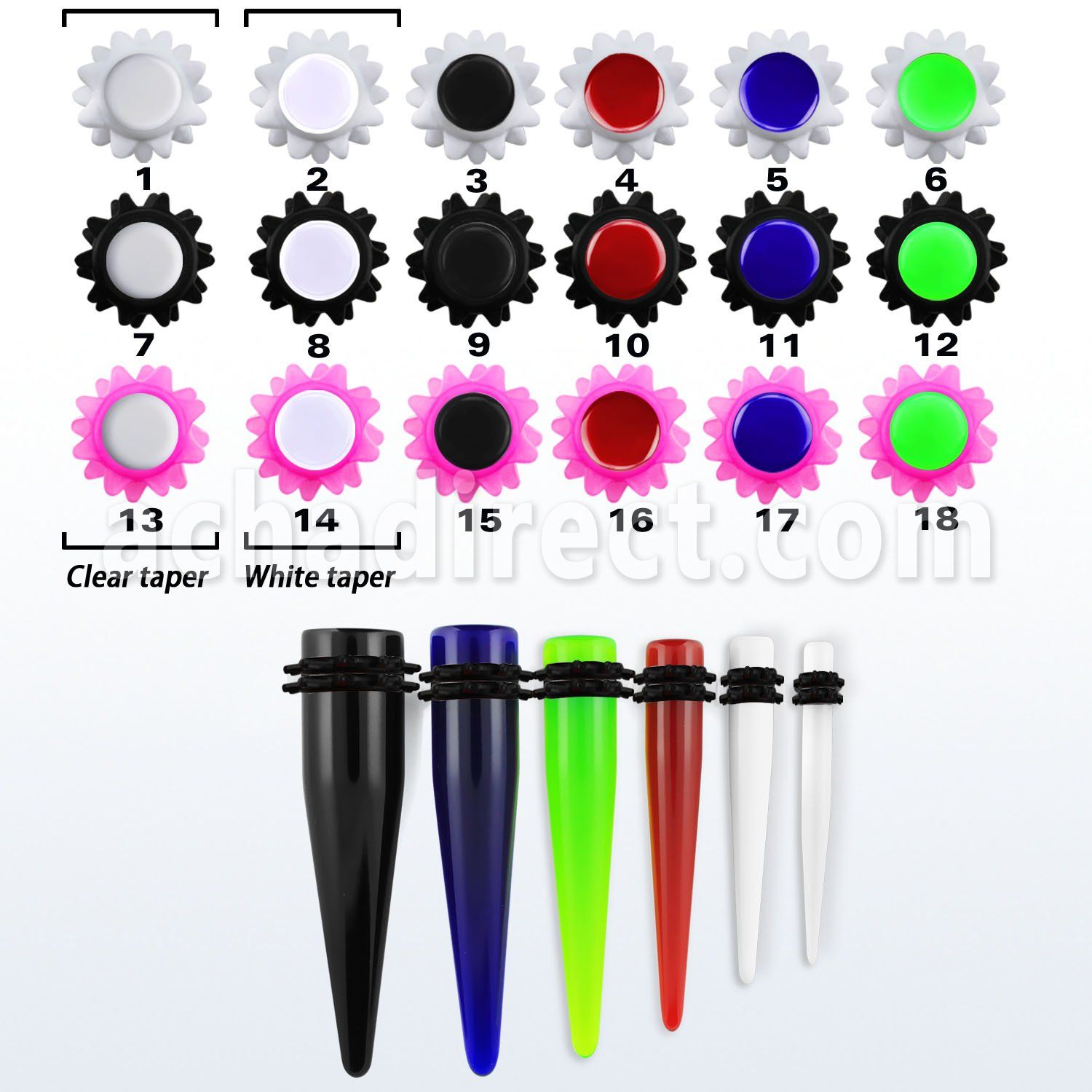 tpuvkr acrylic taper with fancy rubber o rings size 3 12mm