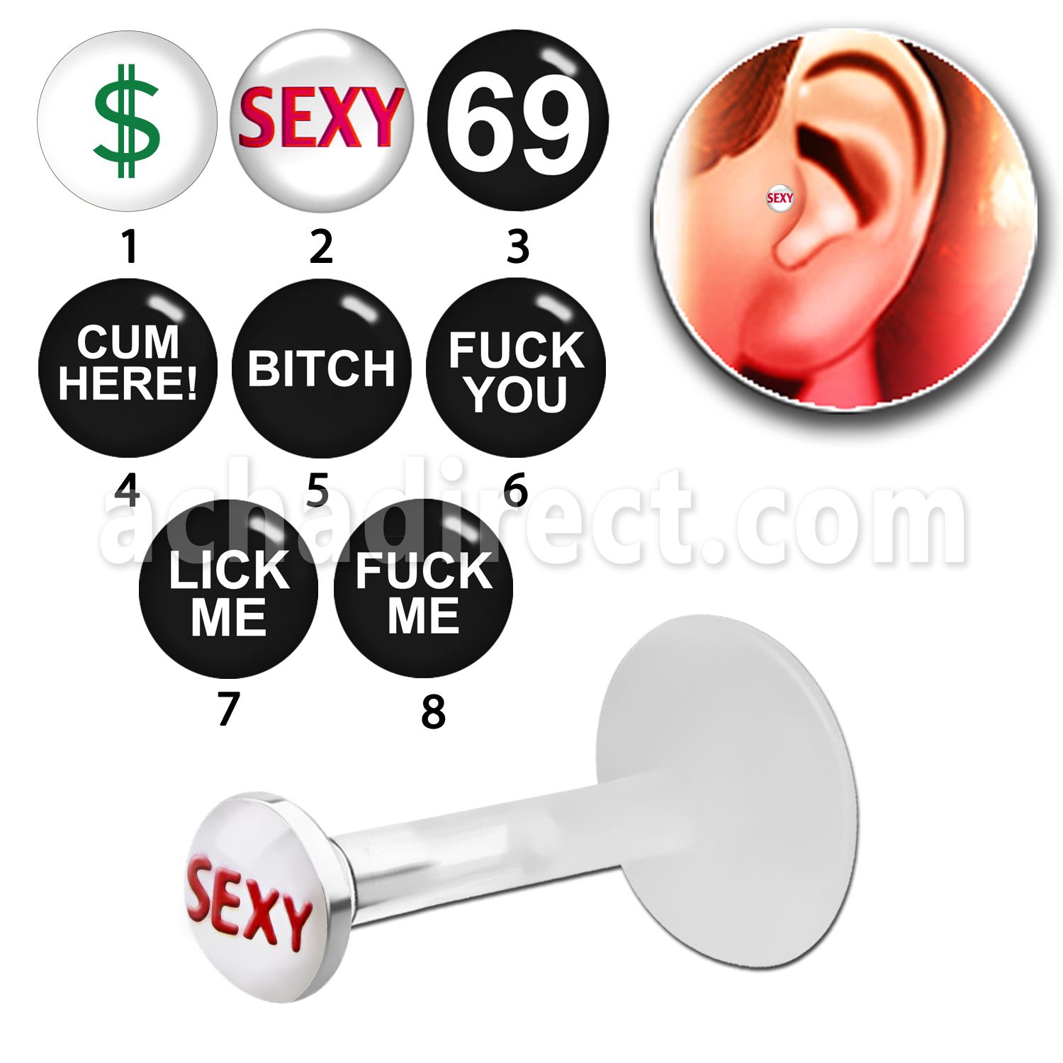 trgl4 bioflex tragus piercing w 3mm letter logo silver top