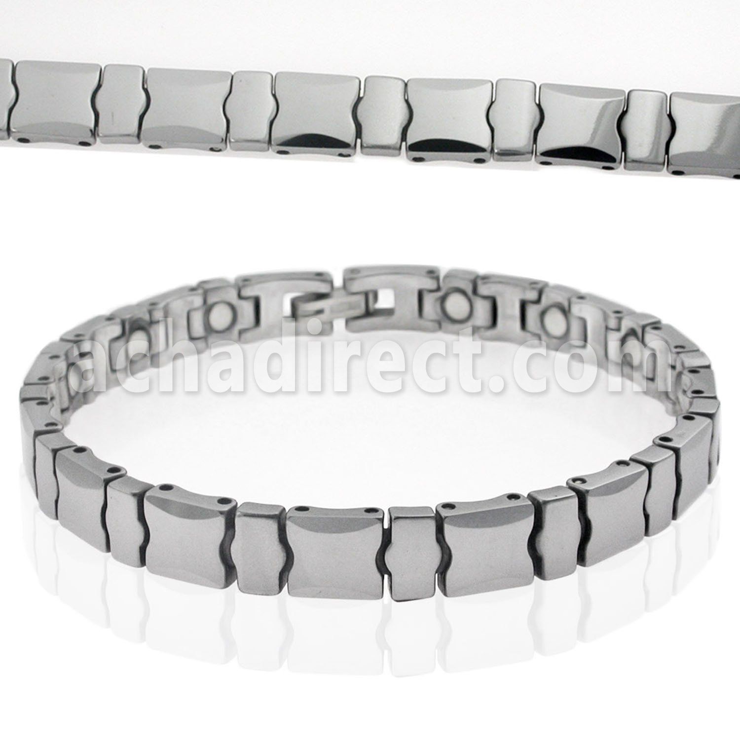 ub140 polished tungsten bracelet w alternating beveled links