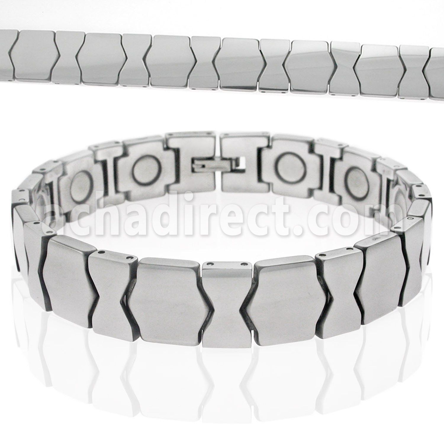ub141 tungsten wide bracelet with hexagon hourglass links
