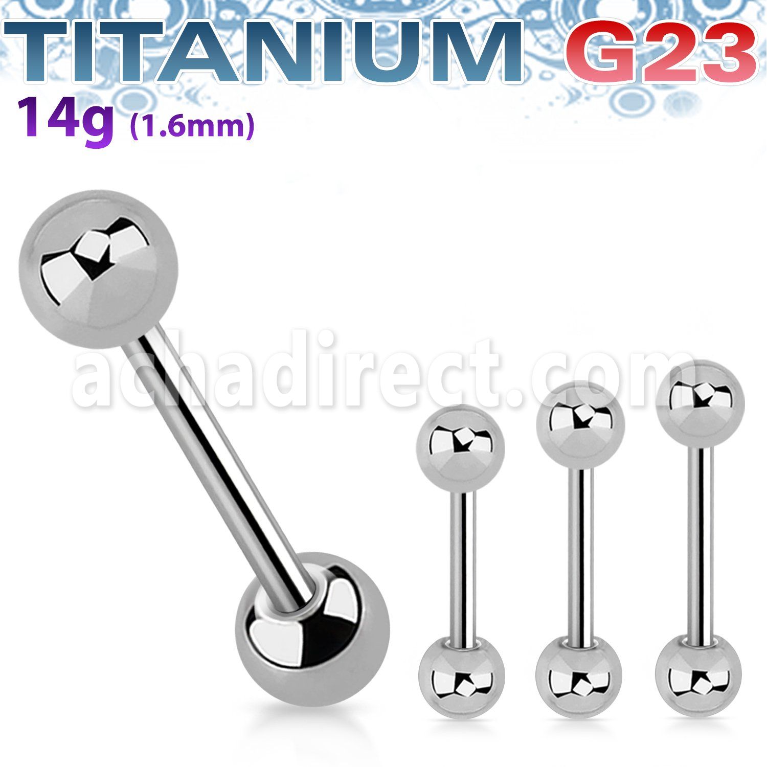 ubbbs titanium g23 barbell tongue bar with a 5mm ball