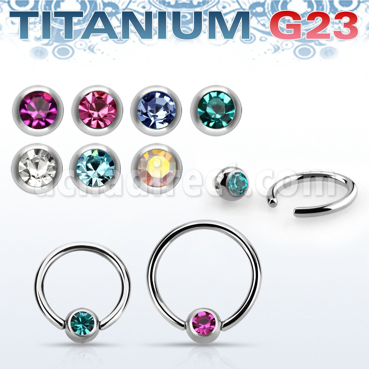 ubcec4s titanium g23 ball closure ring w 4mm ball w crystal