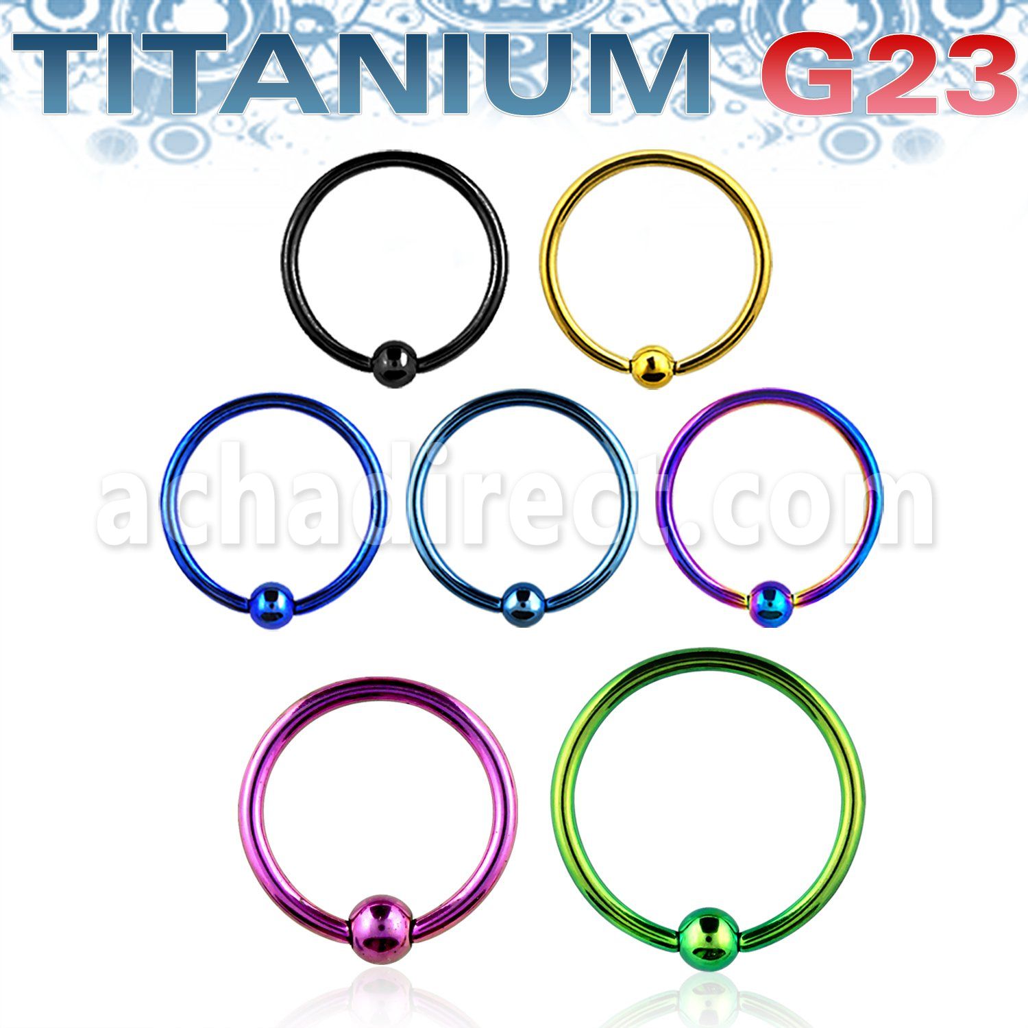 ubcrt18s premium pvd titanium g23 ball closure ring w 2 5mm ball