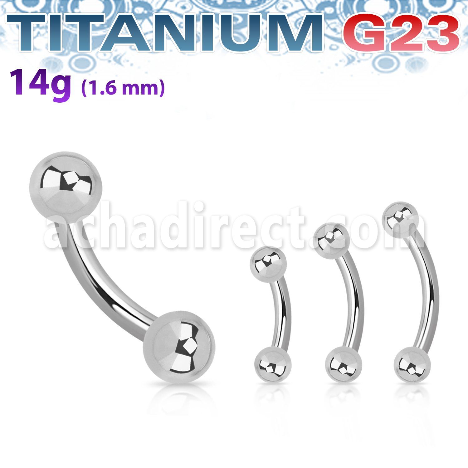 ubnb3 titanium g23 banana 14g two 3mm plain balls