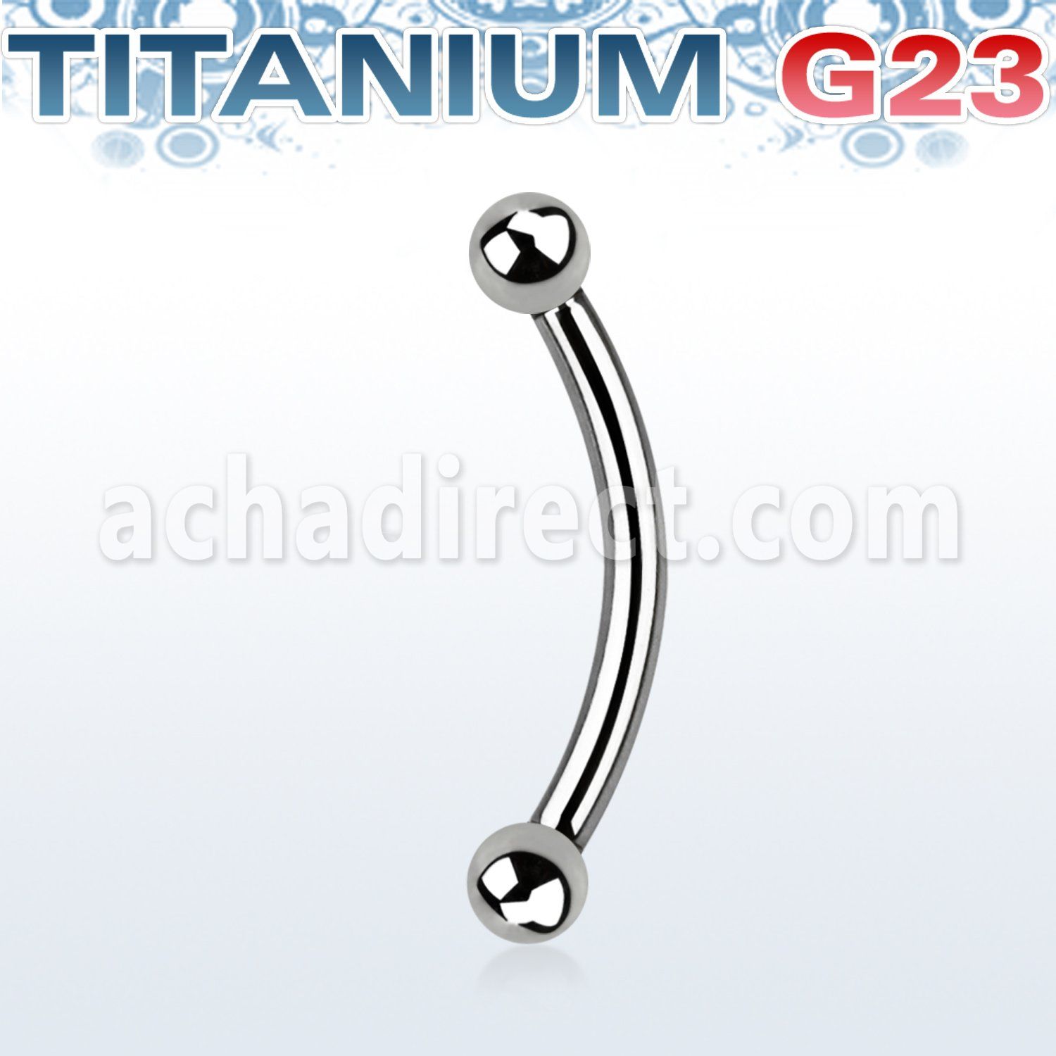 ubne25 titanium g23 banana eyebrow ring with 2 5mm balls
