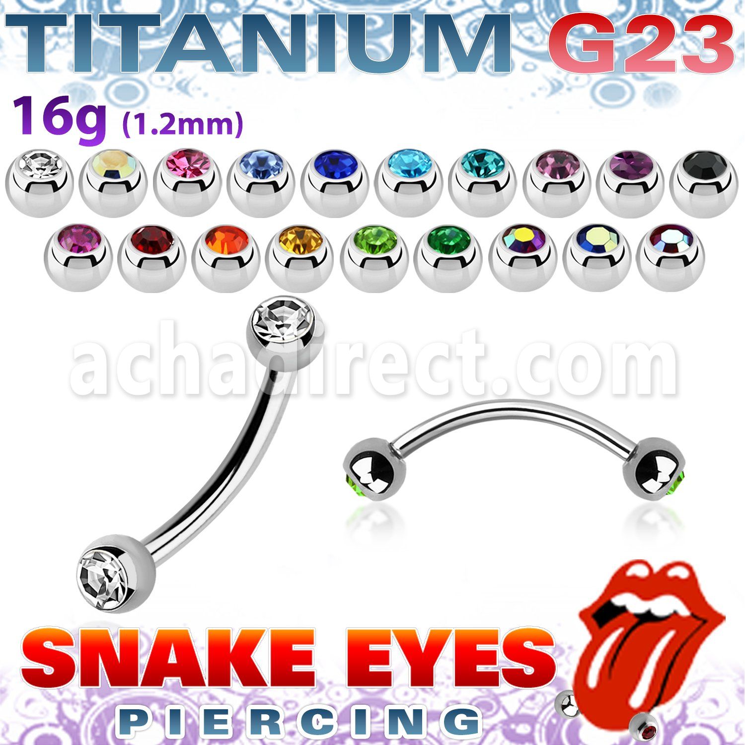ubne2cl titanium g23 banana 3mm jewel balls
