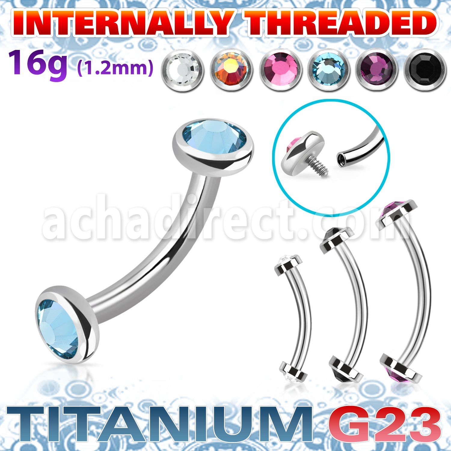 ubnin11 titanium g23 banana 16g flat back crystals internal