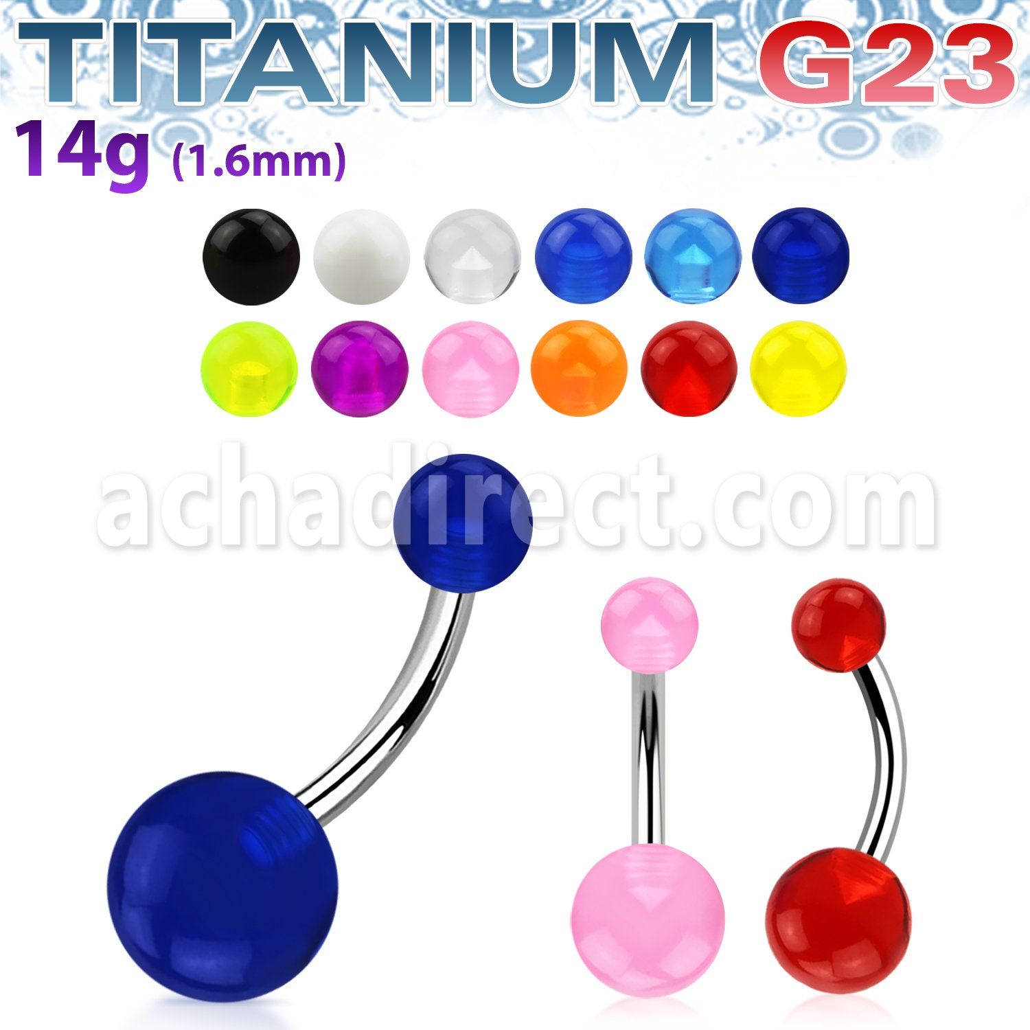 ubnuv titanium g23 belly banana with 5 8mm acrylic uv balls