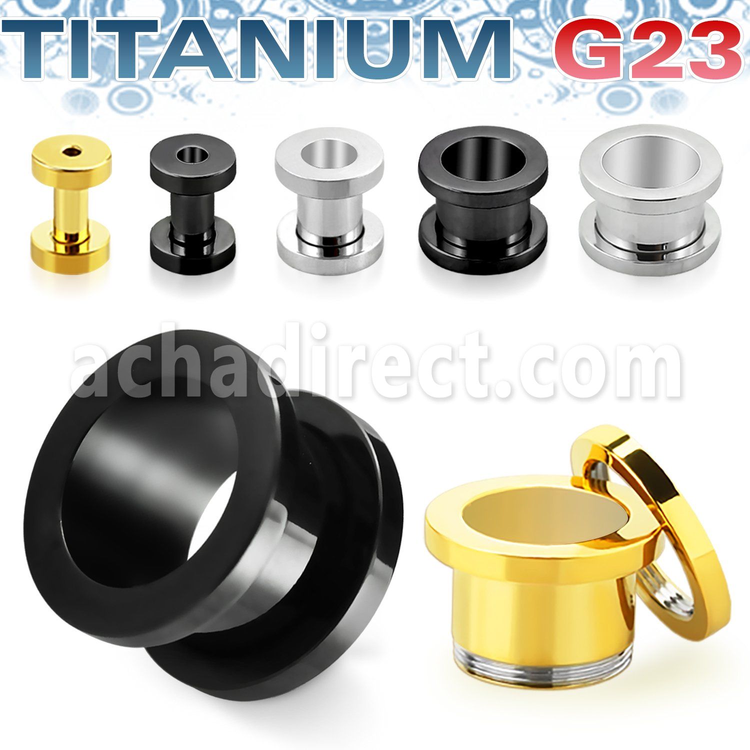 ufpg mirror polished titanium g23 screw fit flesh tunnel