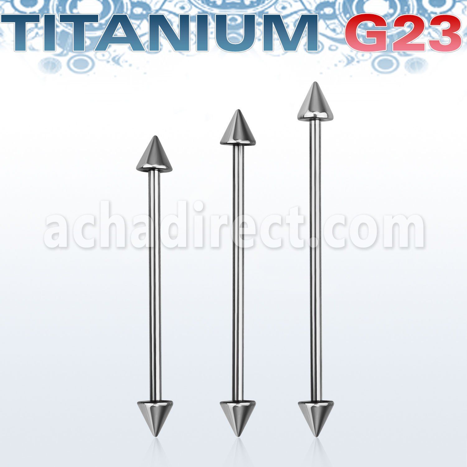 uindcn titanium g23 industrial barbell with a 5mm cones