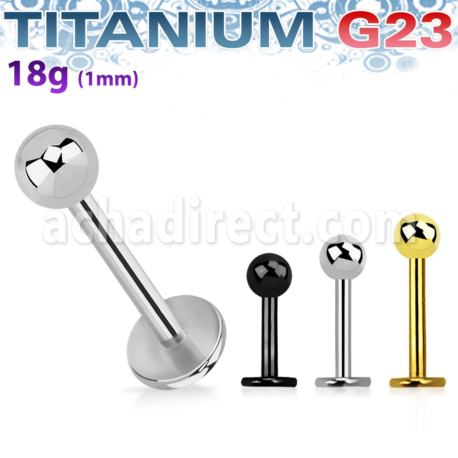 ulb18b3 titanium g23 eyebrow labret 18g ball