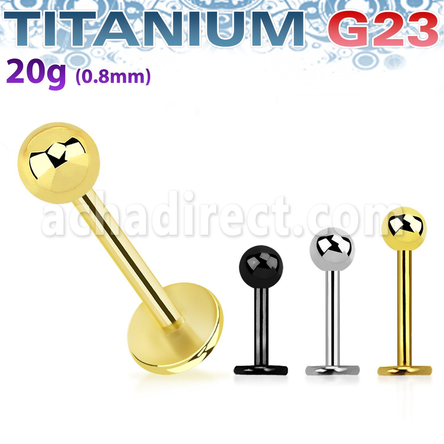 ulb20b3 titanium g23 eyebrow labret 20g ball