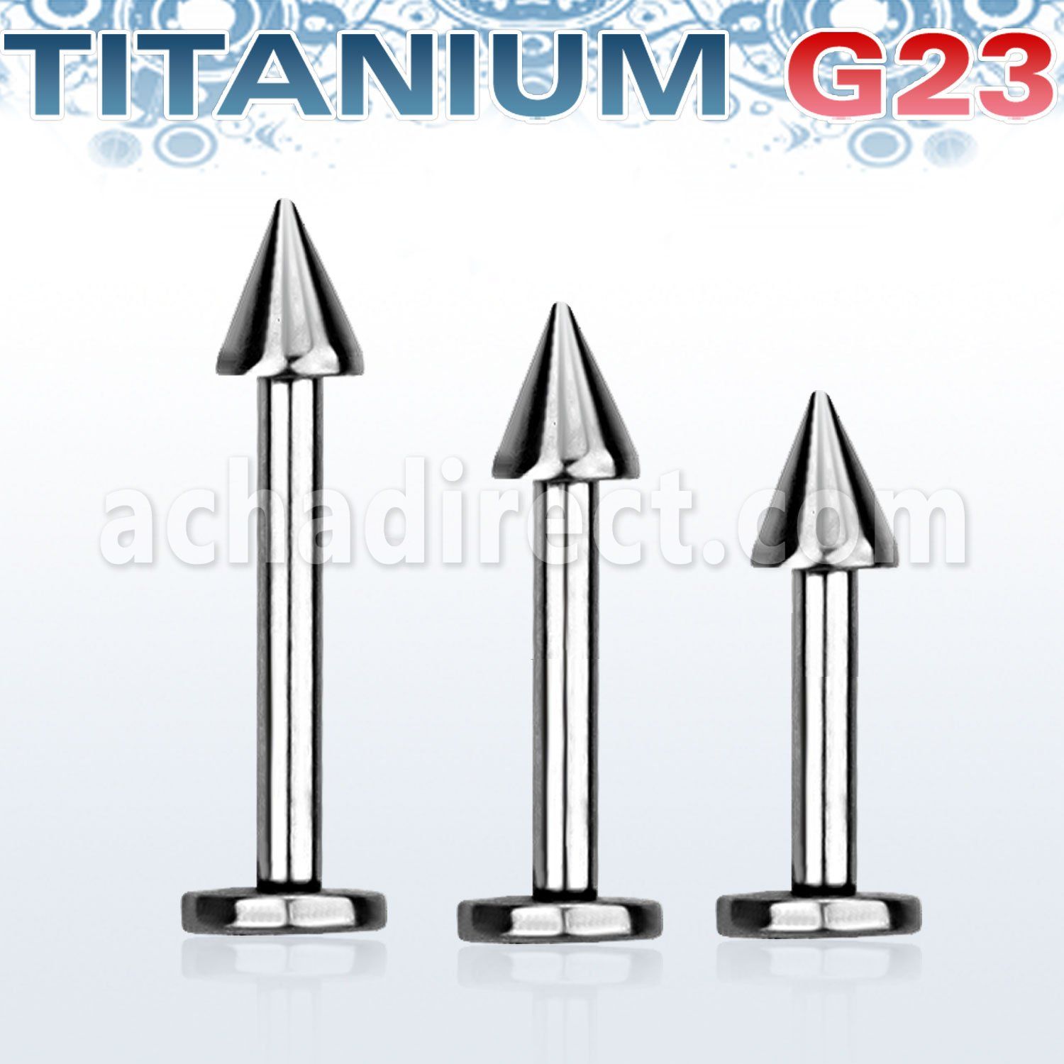 ulbcn3 titanium g23 labret with a 3mm cone length 6mm 16mm