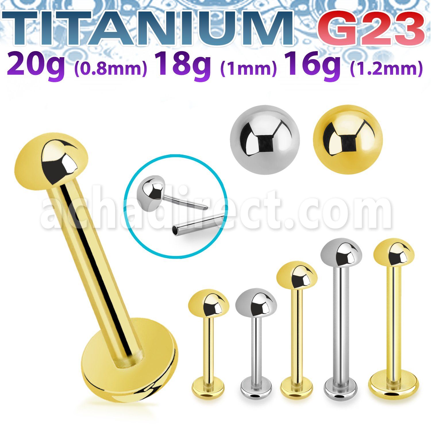 ulbnord titanium threadless push pin labret half ball top