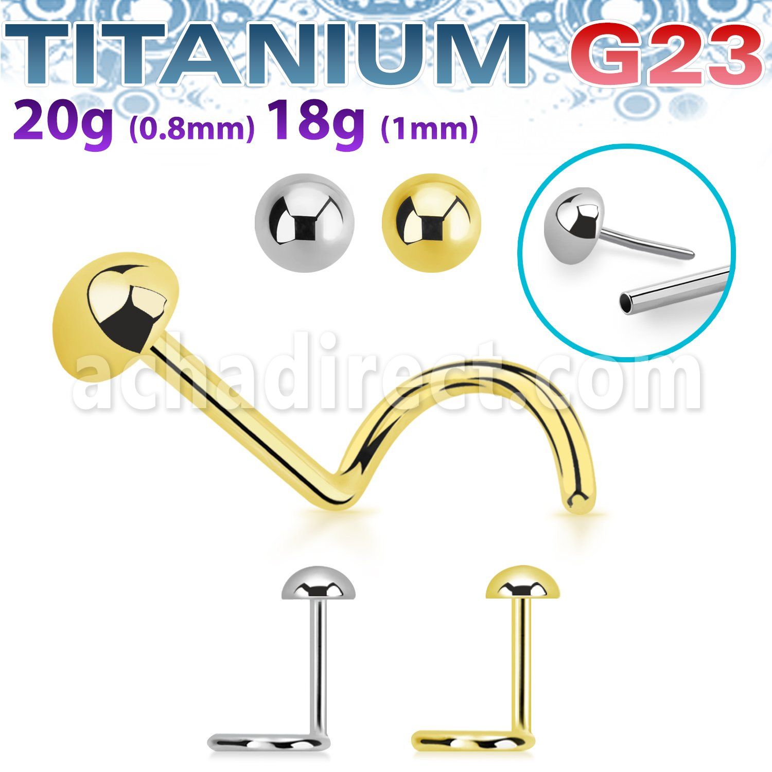 unswnord titanium threadless push pin nose screw half ball