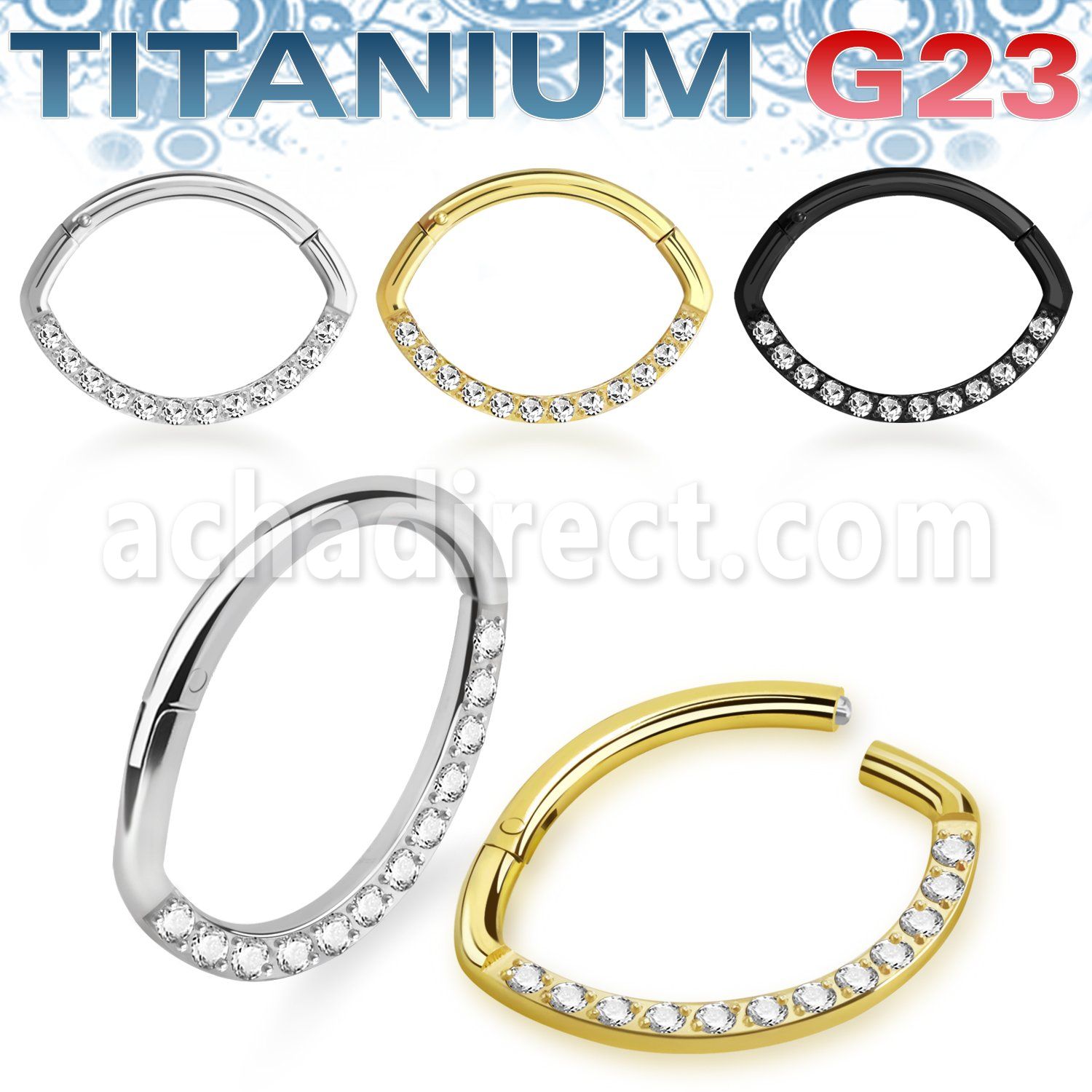 usgtsh21 pvd plated titanium g23 hinged segment ring cz oval