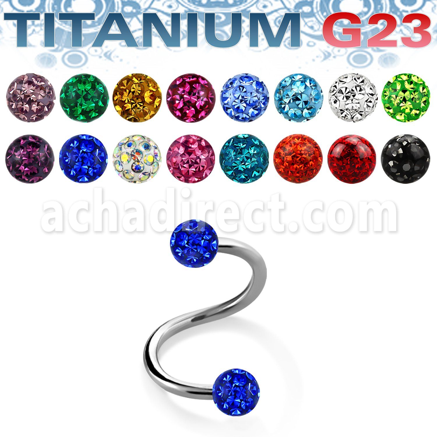 uspfr3 titanium g23 spiral 3mm multi crystal balls
