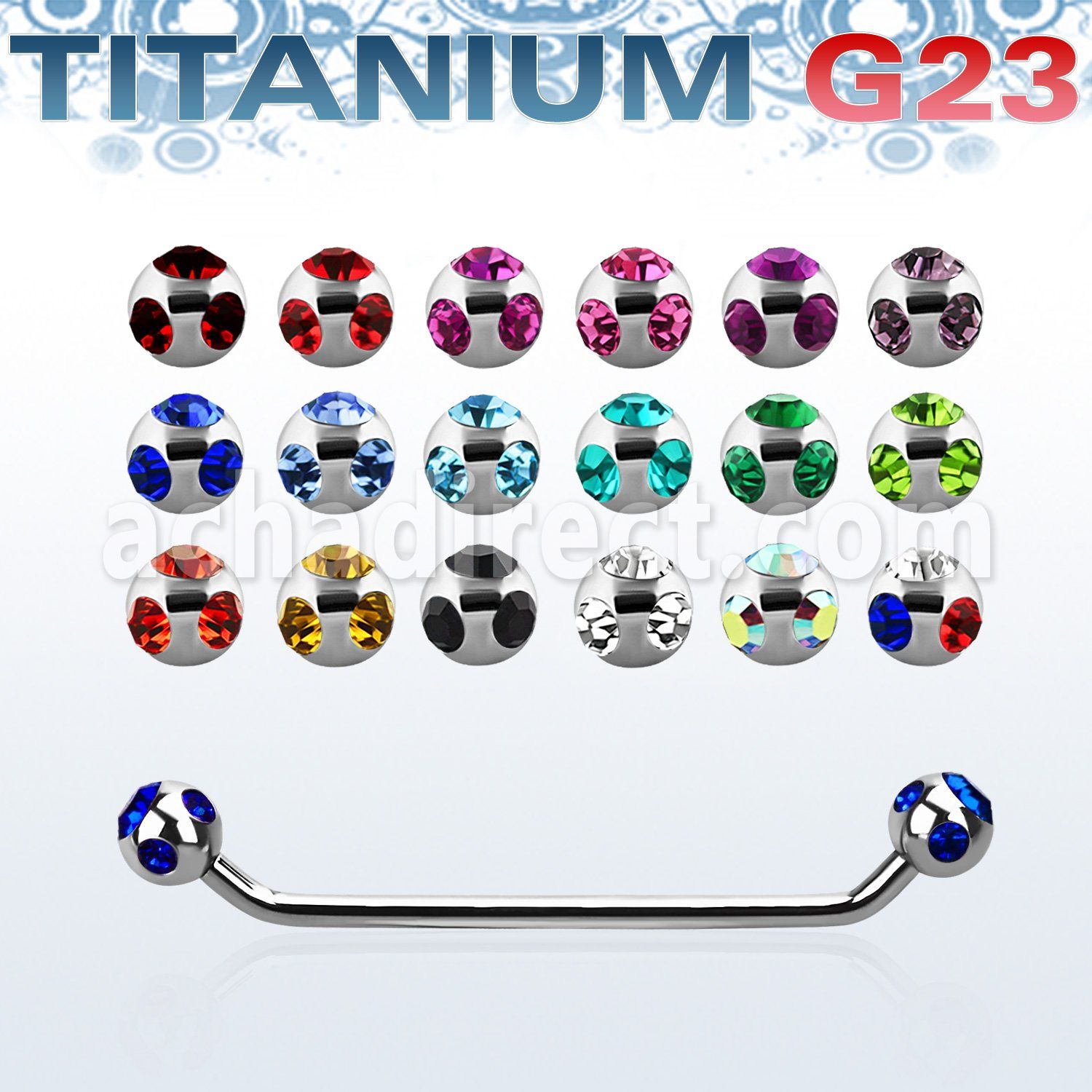 usubca titanium g23 45 surface barbell w multicrystal balls