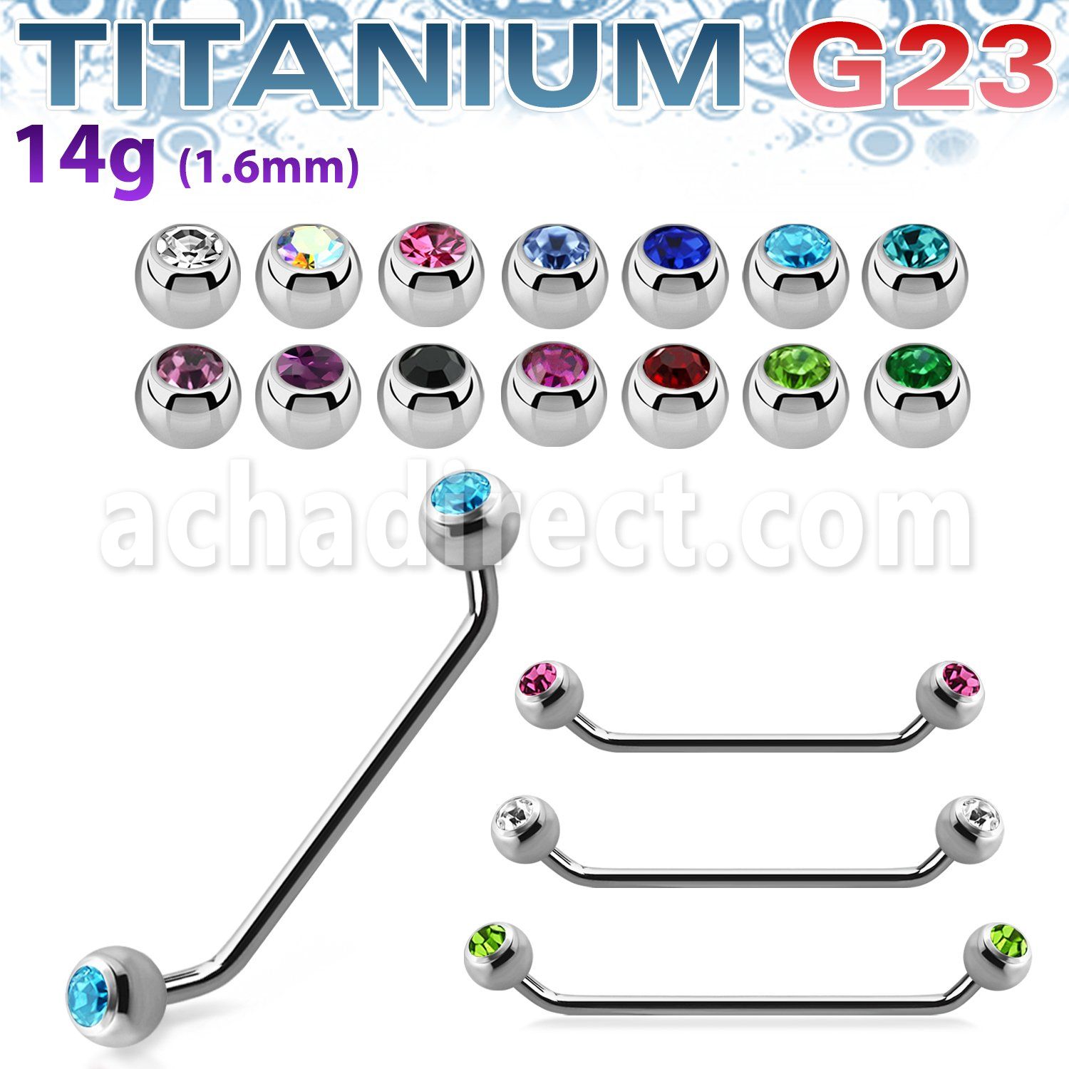 usubjb5 titanium g23 45 surface barbell with 5mm titanium ball