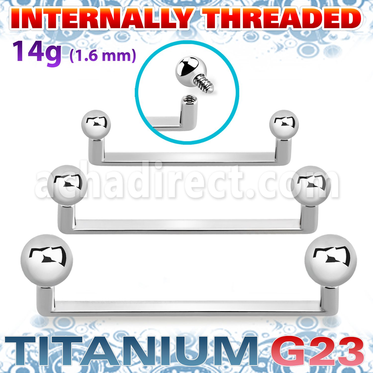 usudbi titanium g23 surface barbell balls internal
