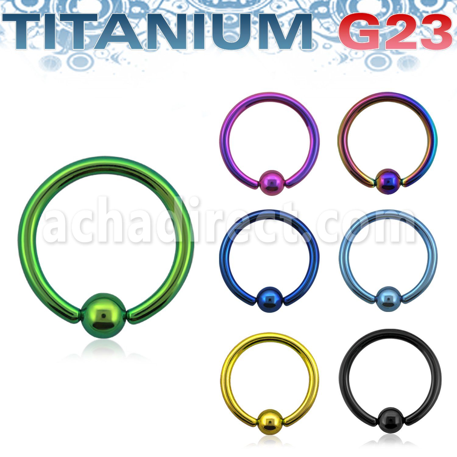 utbcre anodized titanium g23 ball closure ring with 3mm ball