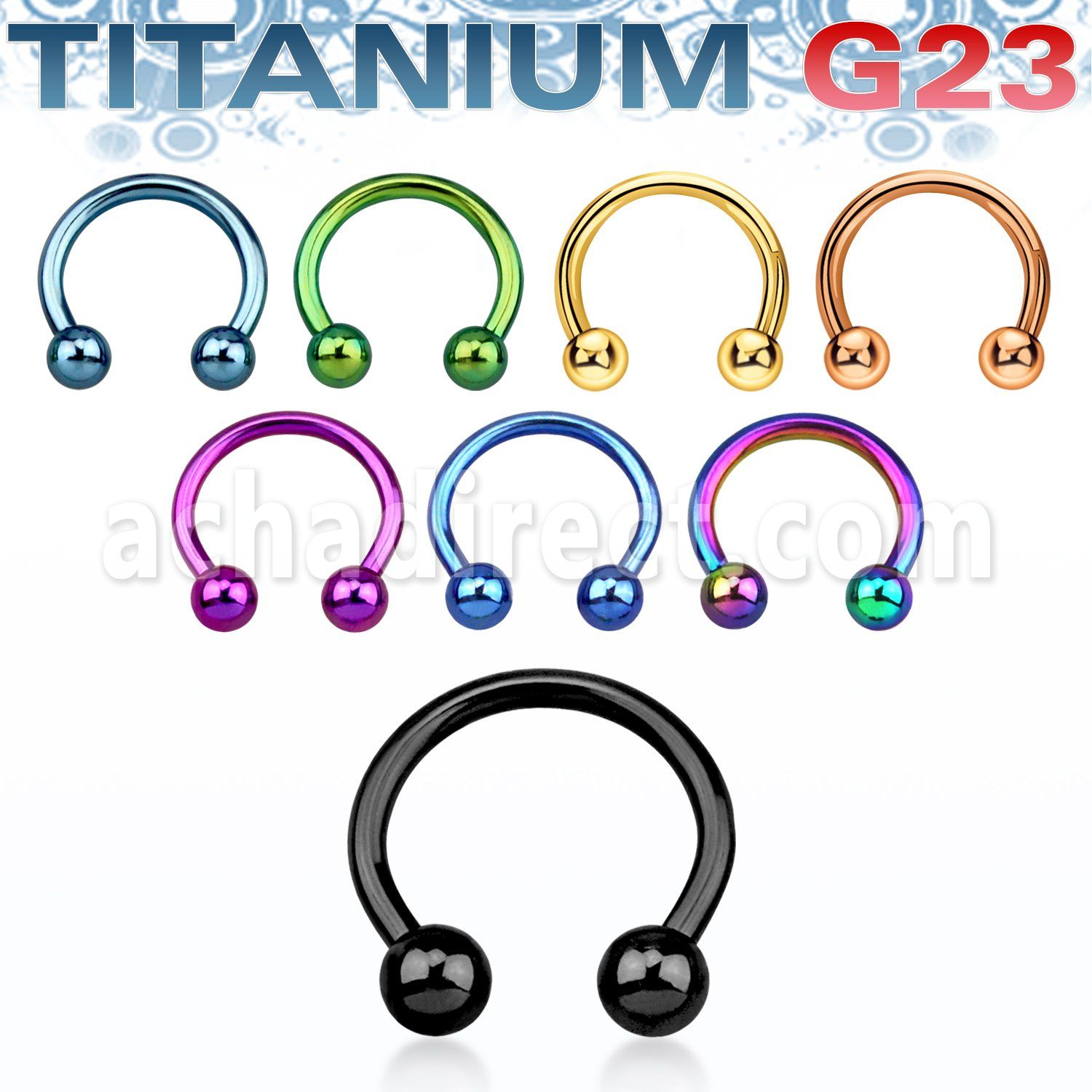 utcbeb anodized titanium g23 circular barbell with 3mm balls