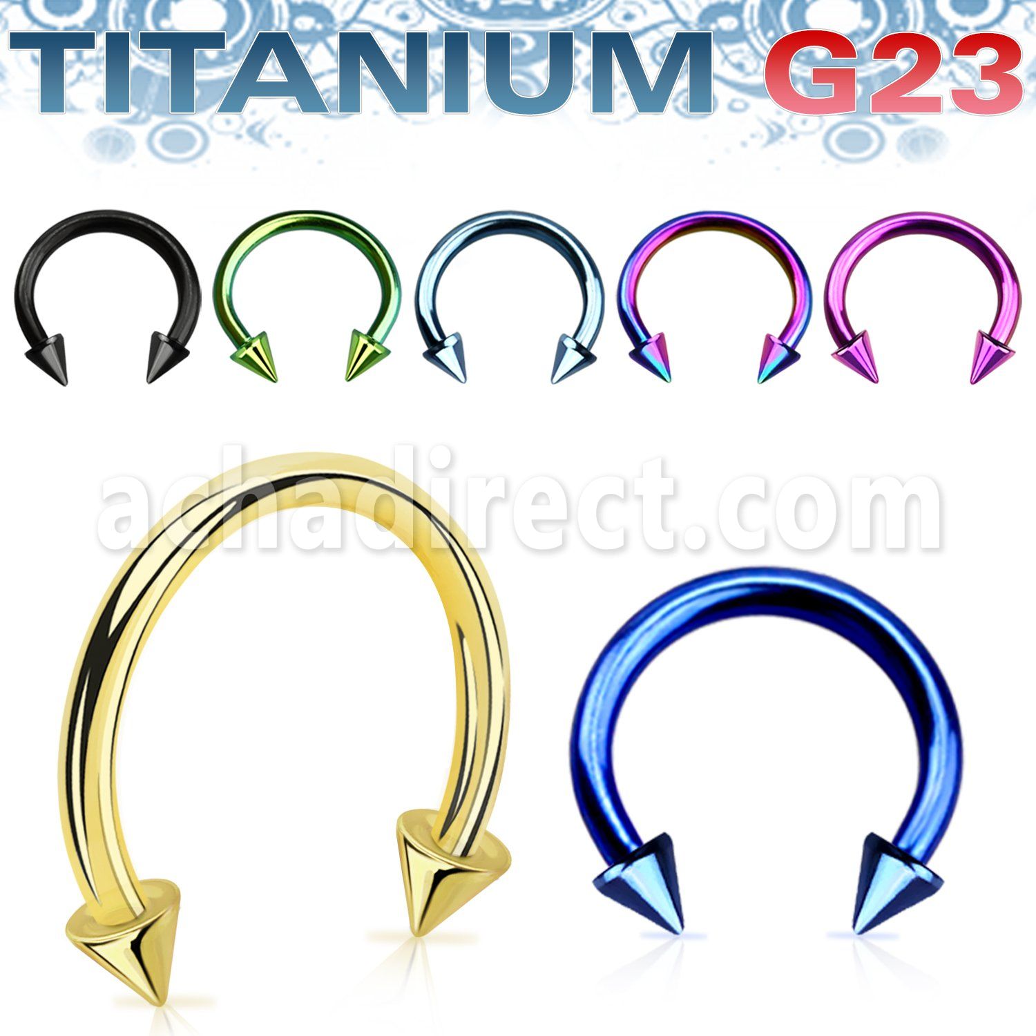 utcben25 anodized titanium g23 circular barbell with 2 5mm cones