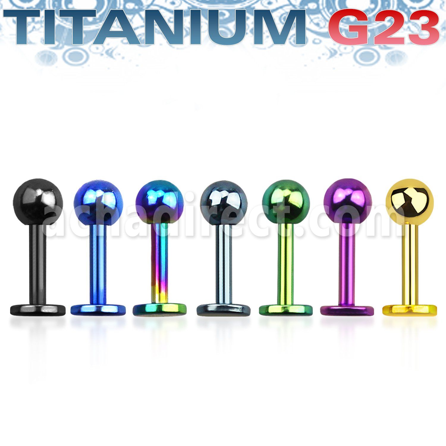 utlbb4s anodized titanium g23 labret with a 4mm ball