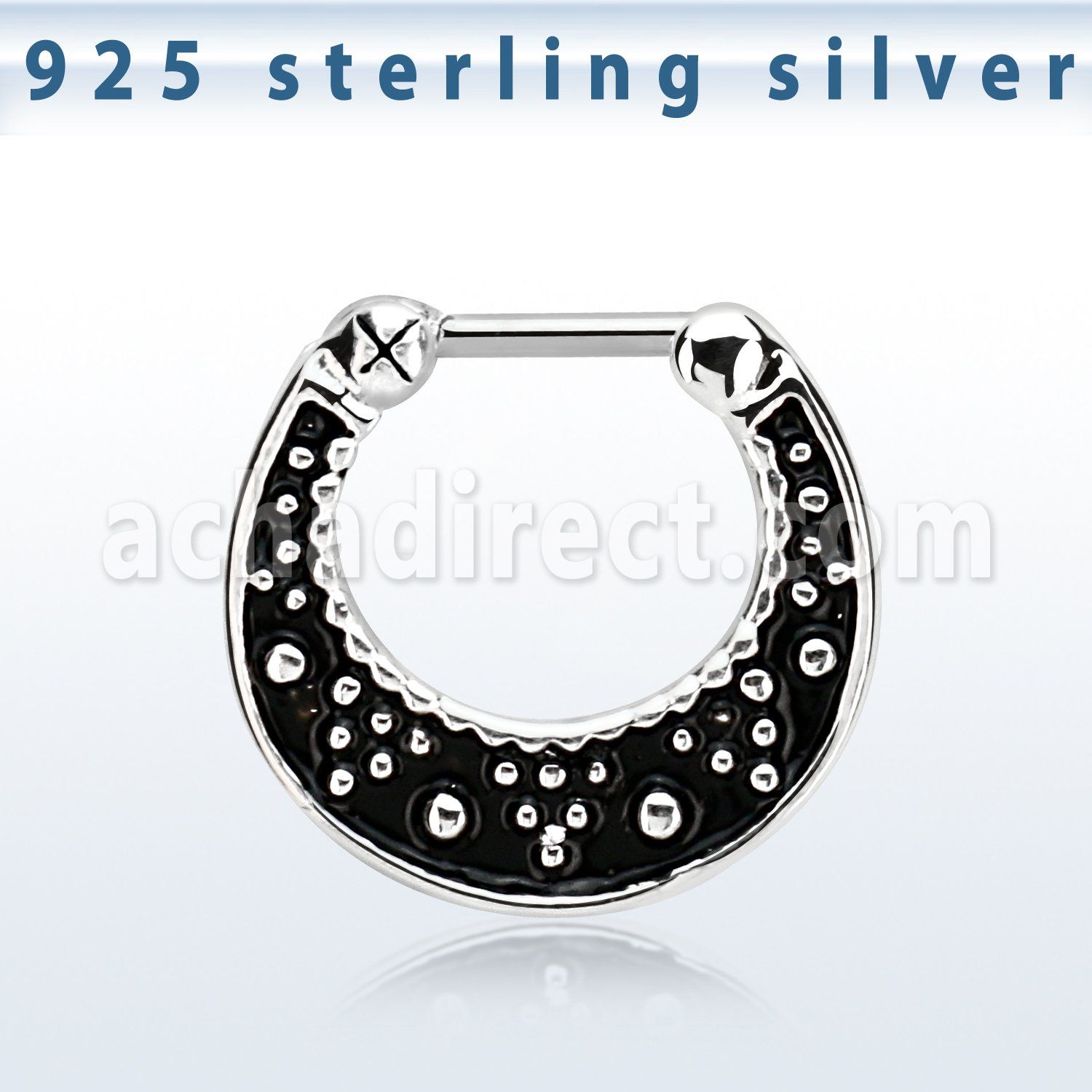 vsepfb16 silver septum clicker w black accent w 1 2mm closure bar