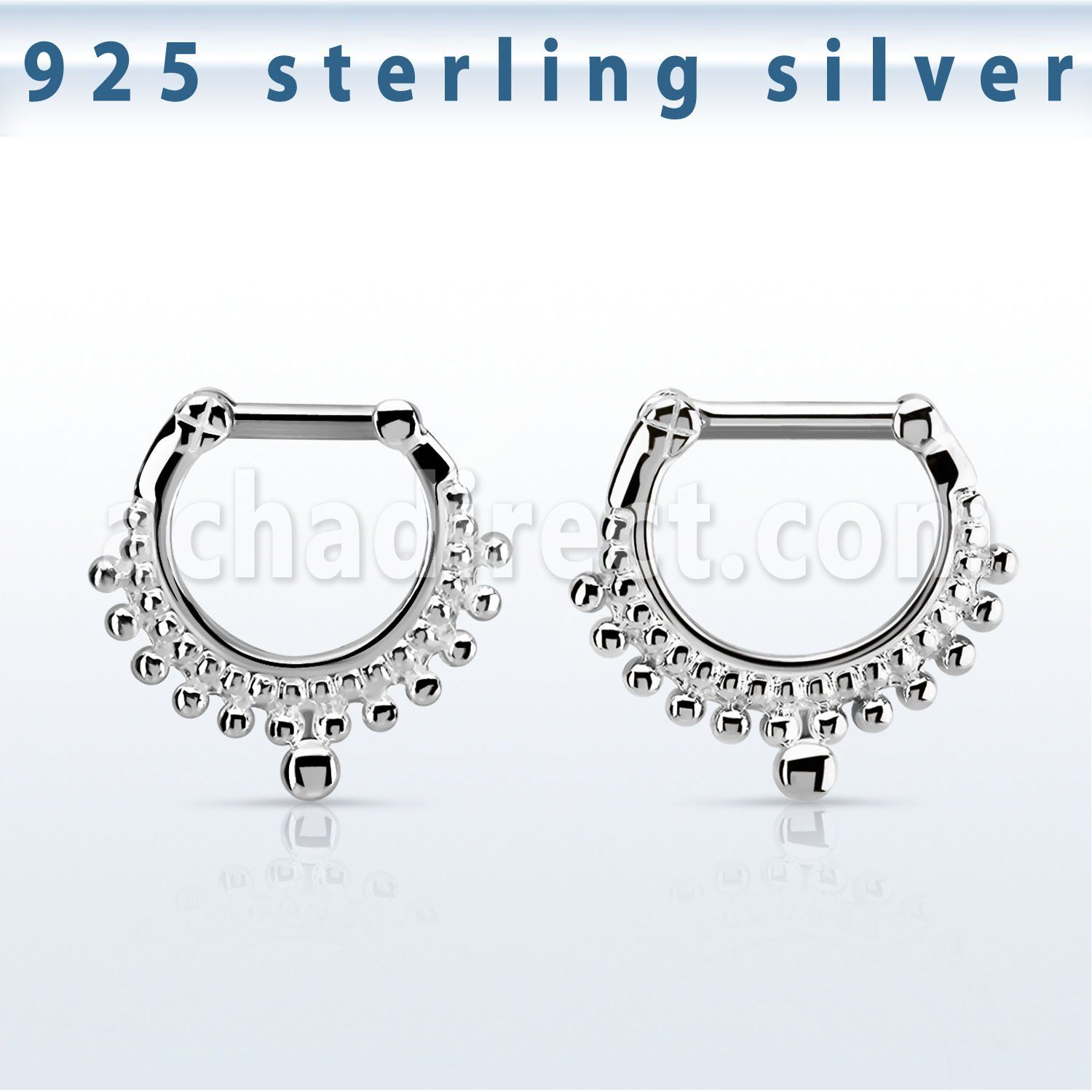 vsepm14 silver septum clicker 14g w small balls