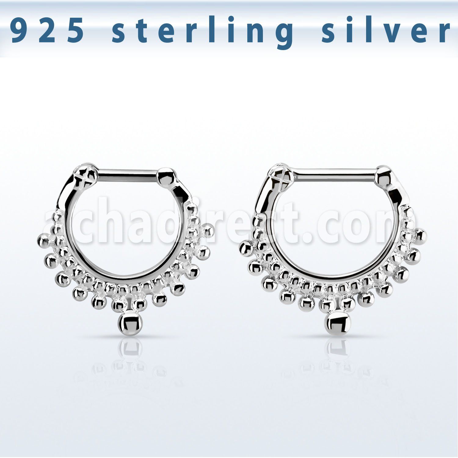 vsepm16 silver septum clicker 14g w small balls
