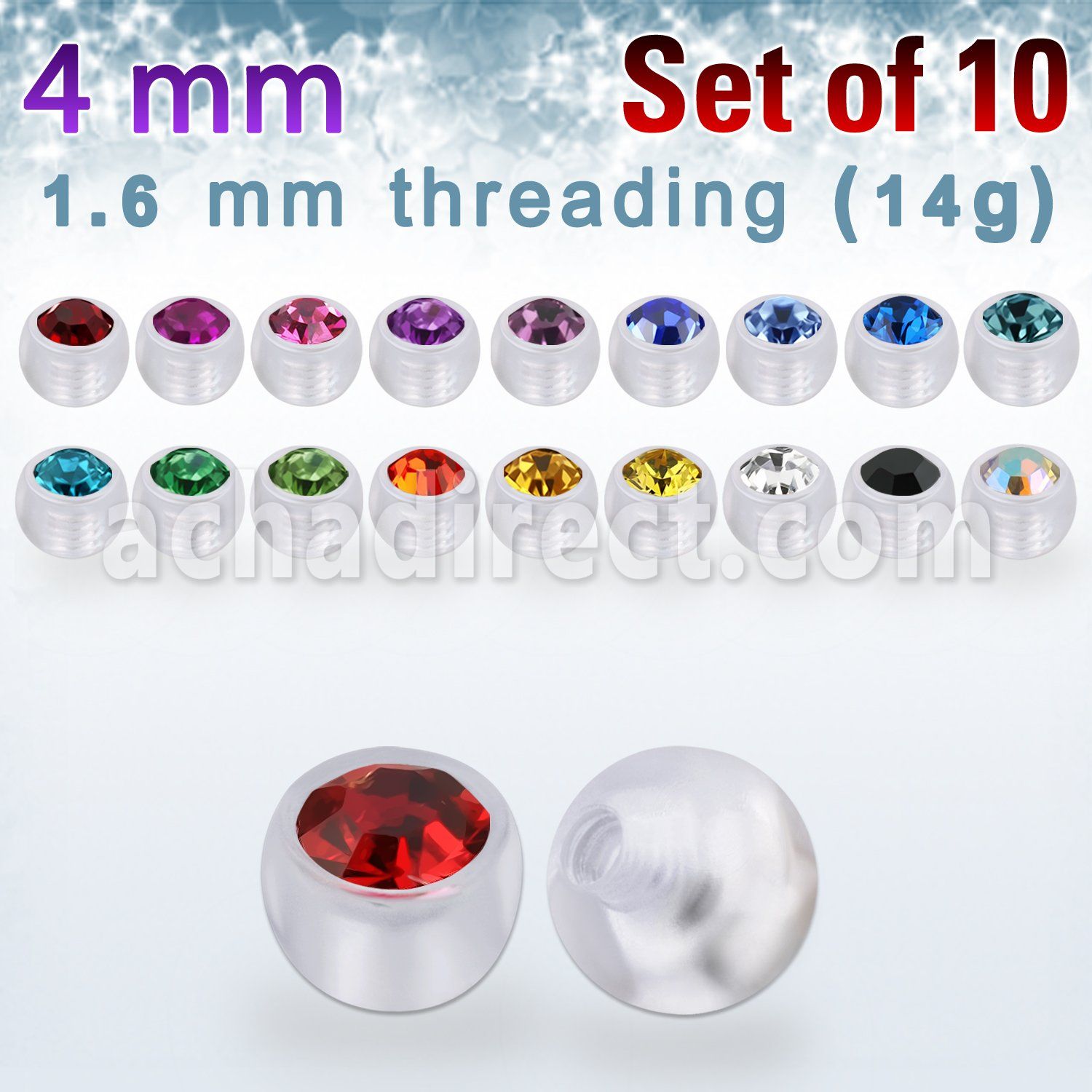 xajb4 set w 4mm bio flex balls w beze set crystal thread 1.6mm