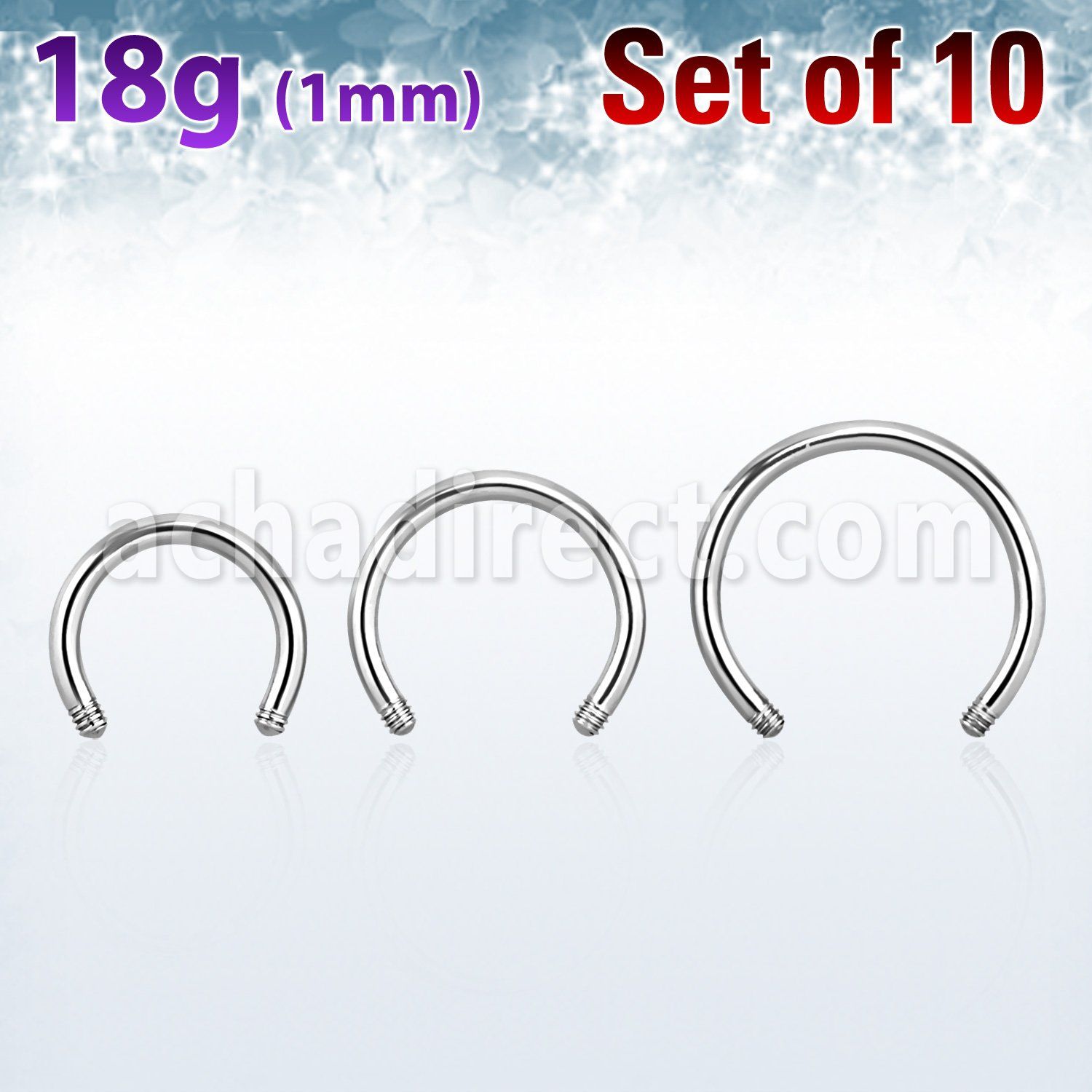 xcb18g pack of 10 pcs of 316l steel circular barbell posts