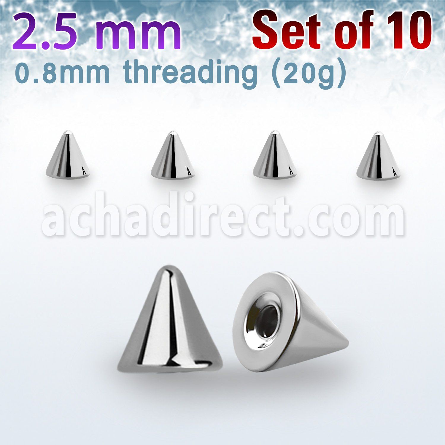 xcn25xs 10 pcs pack of2.5mm 316l steel balls w 0.8mm threading