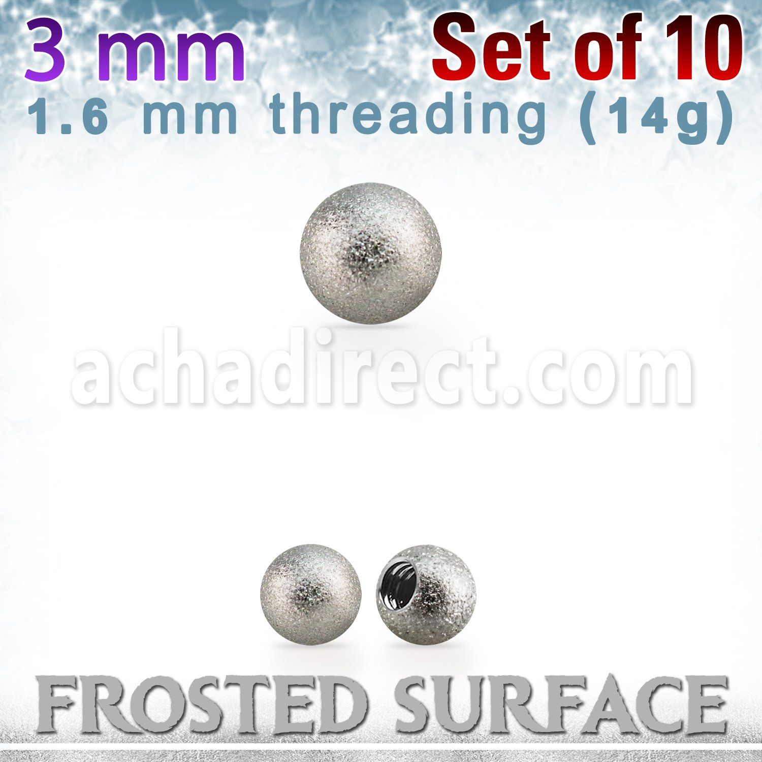 xfobal3g 10 pcs of 3mm 316l steel ball w frosted surface 1.6mm